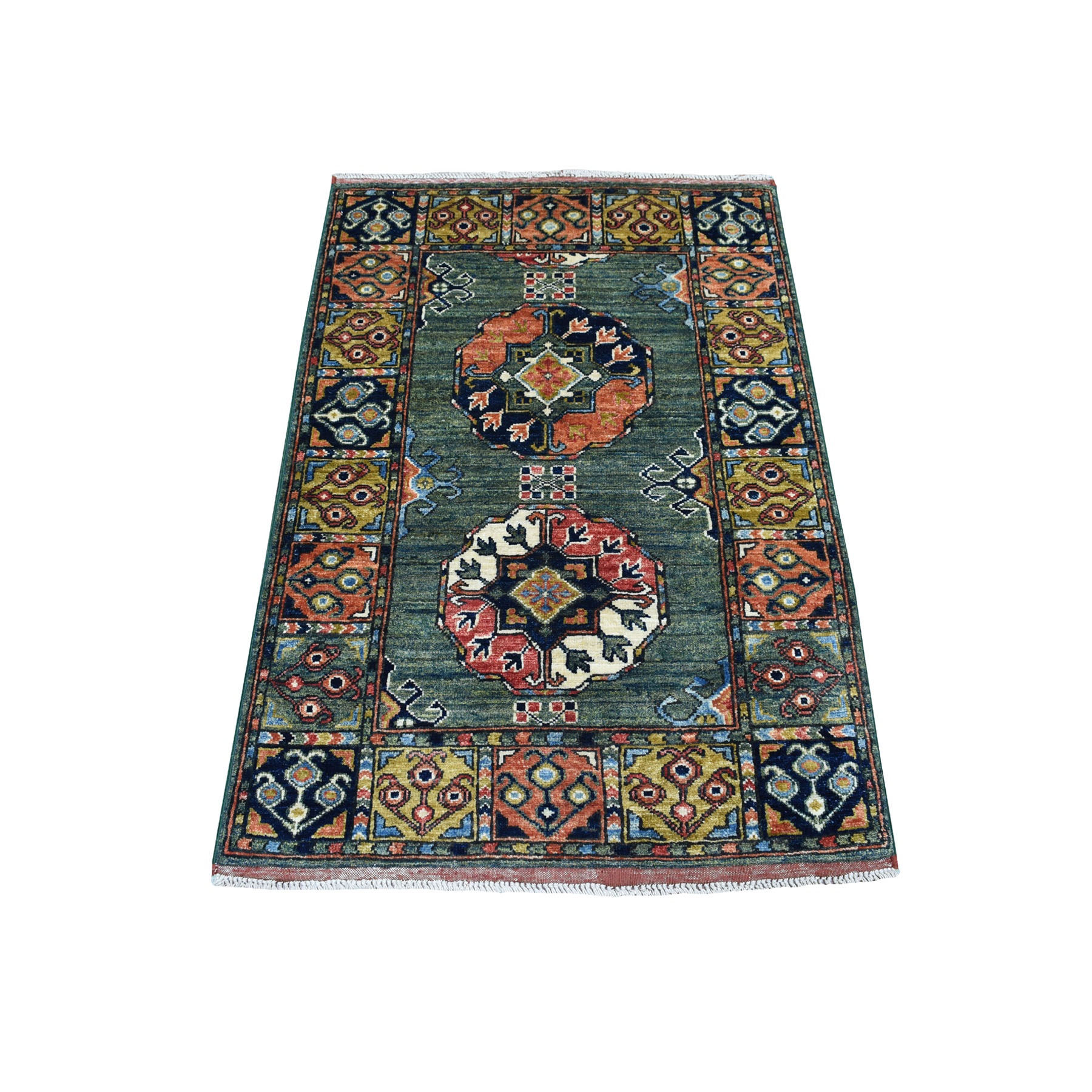 2'8"X4' Afghan Ersari Natural Dyes Elephant Feet Design Pure Wool Hand Knotted Oriental Rug moaec09e