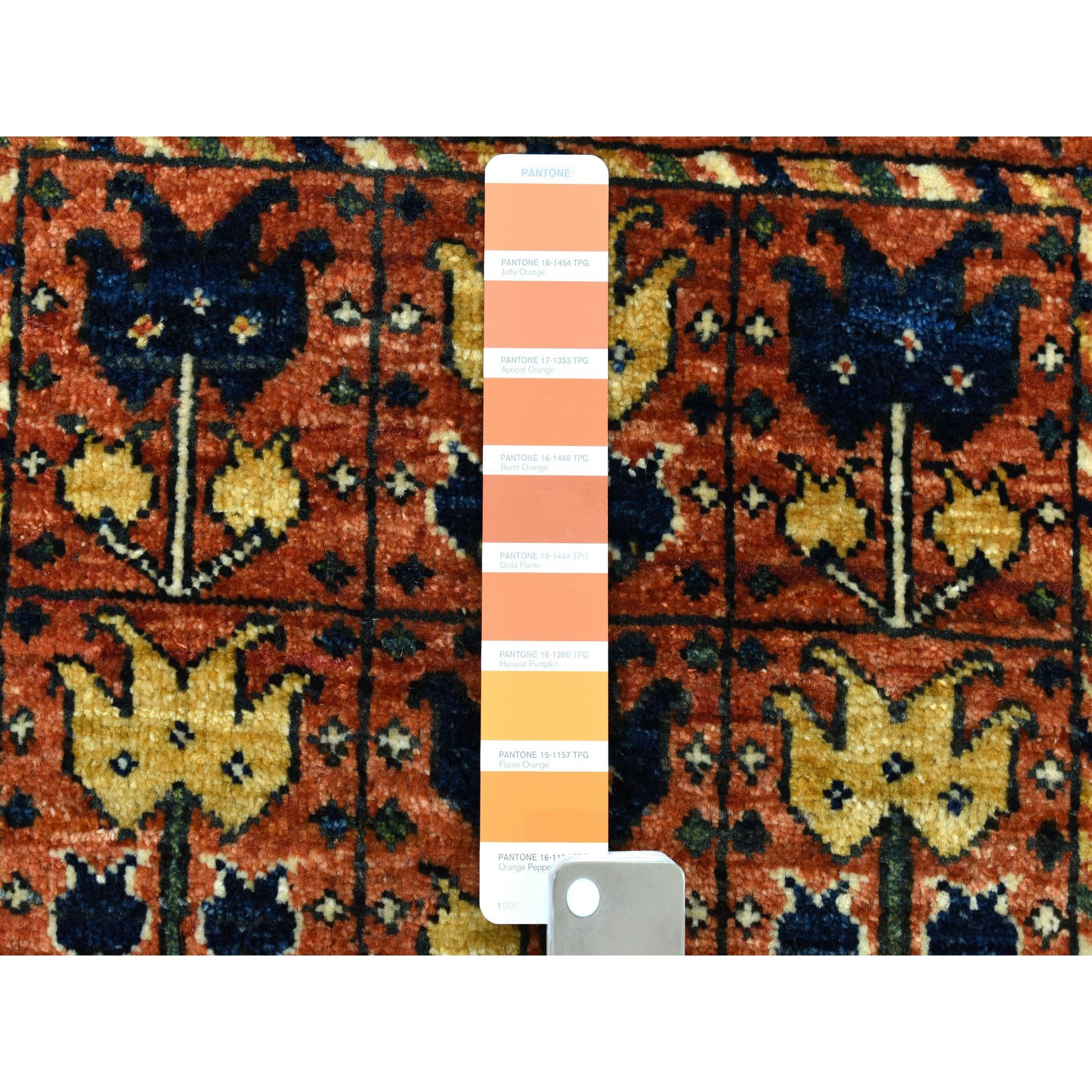 2-x2-10  Orange Afghan Ersari Tribal Design Hand Knotted Pure Wool Oriental Rug 