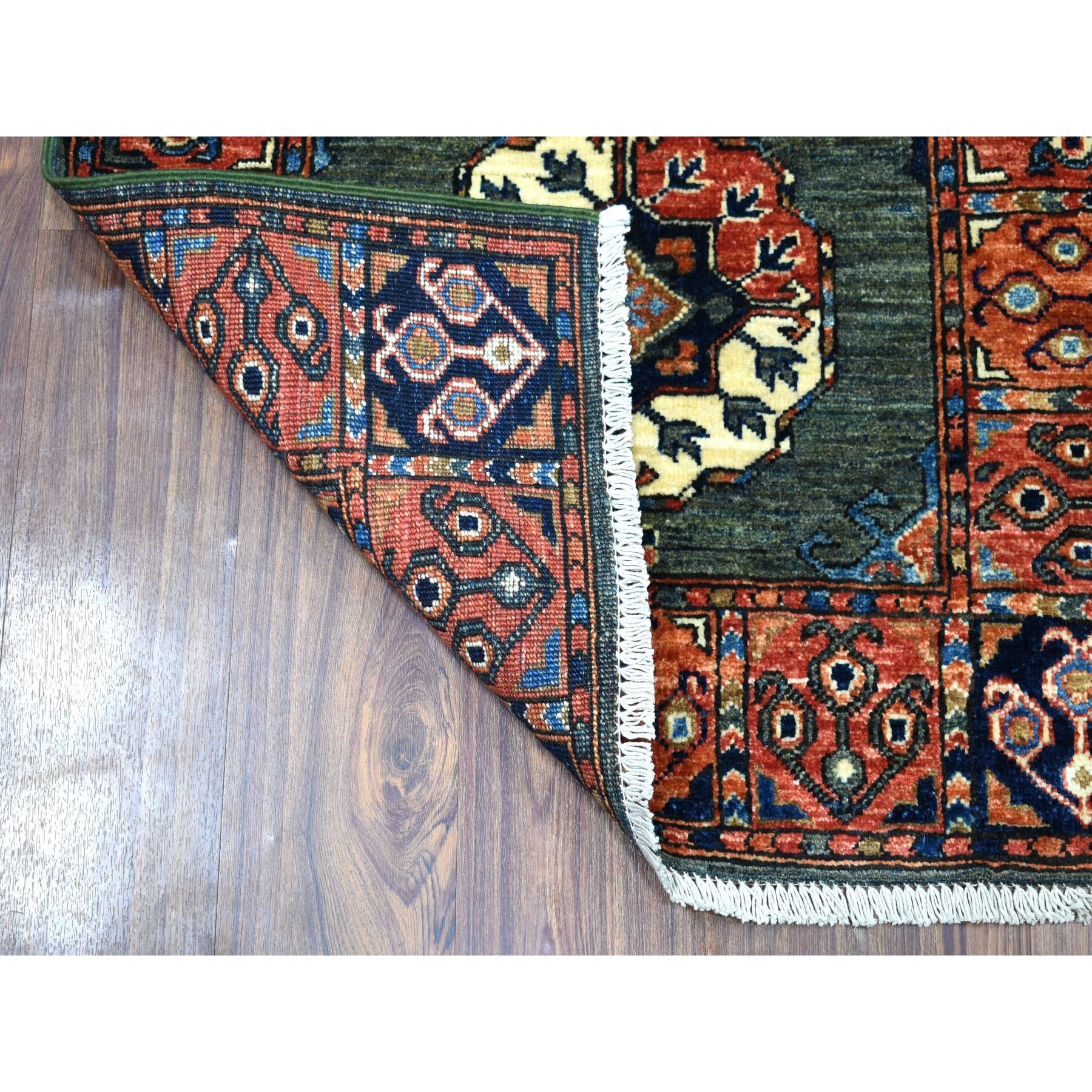 2-8 x3-9  Green Afghan Ersari Elephant Feet Design Hand Knotted Pure Wool Oriental Rug 