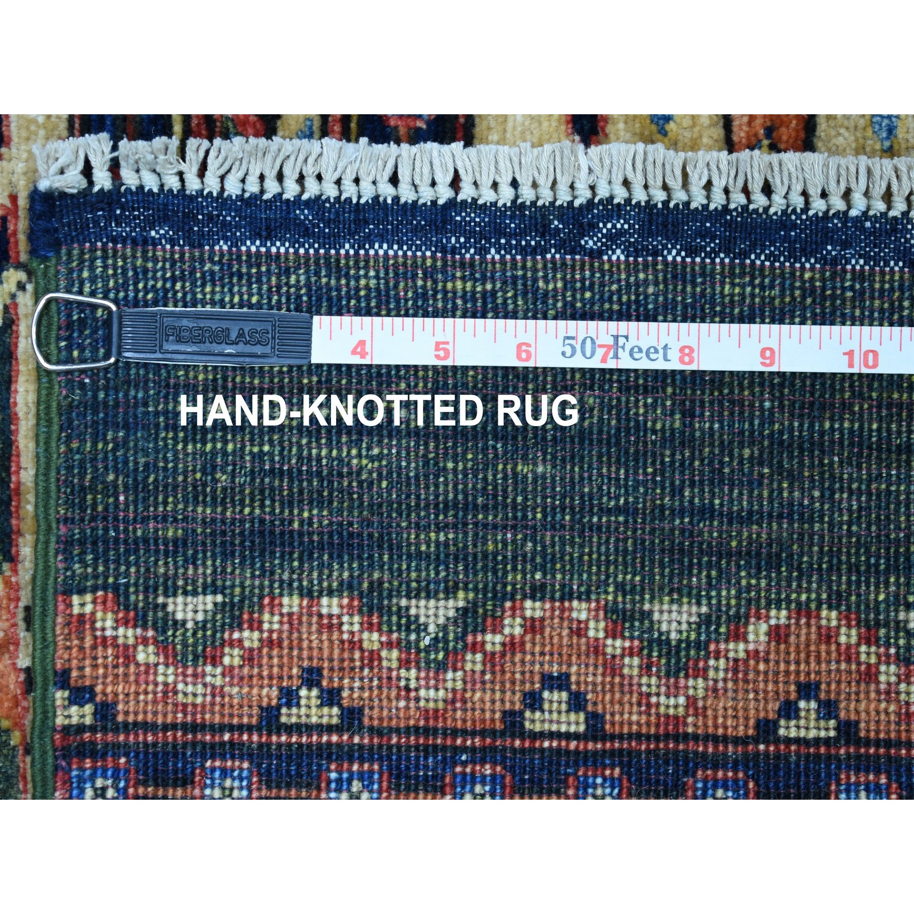4-10 x6-3  Green Afghan Ersari Geometric Design Pure Wool Hand Knotted Oriental Rug 