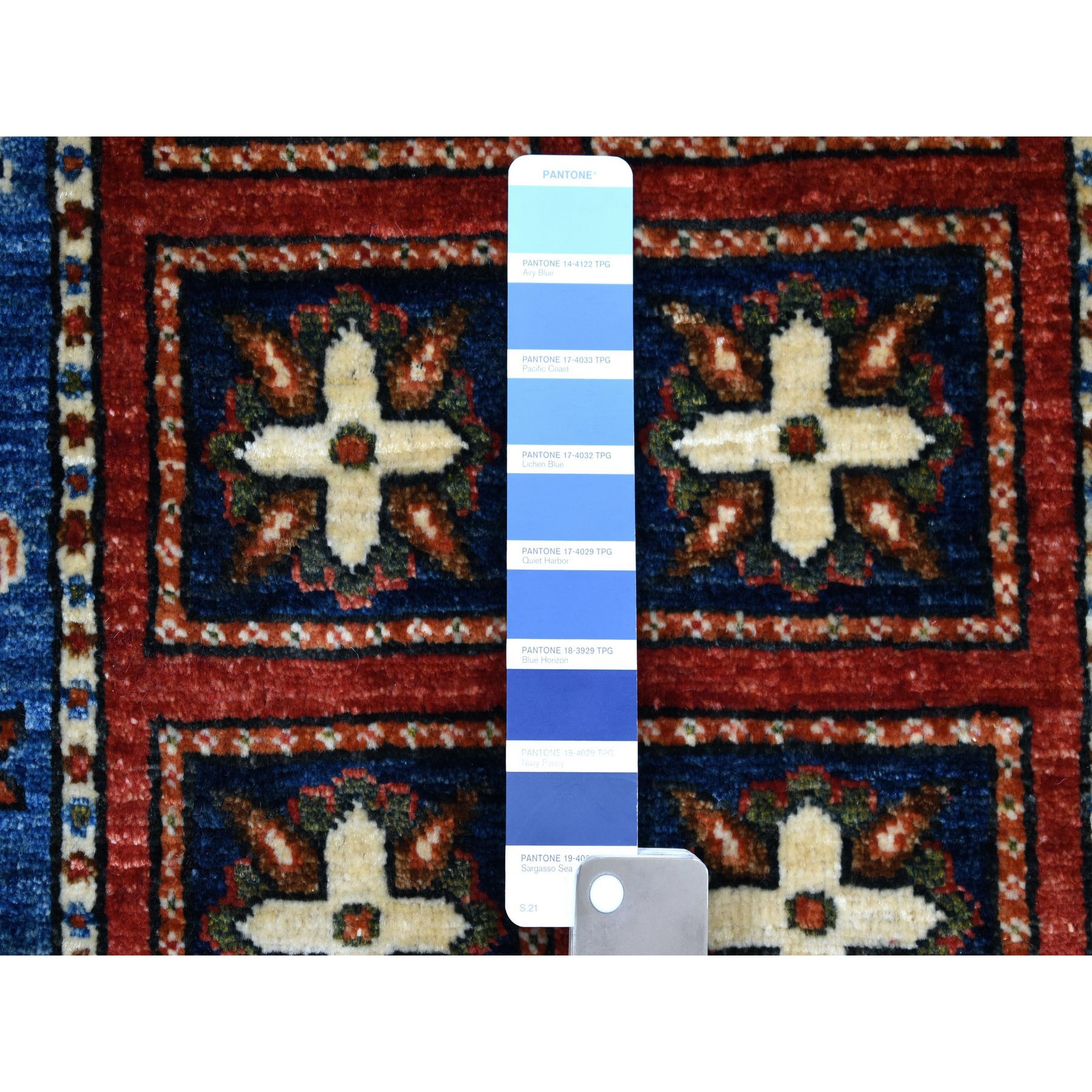 3-4 x4-8  Blue Afghan Ersari Pazyryk Design Pure Wool Hand Knotted Oriental Rug 