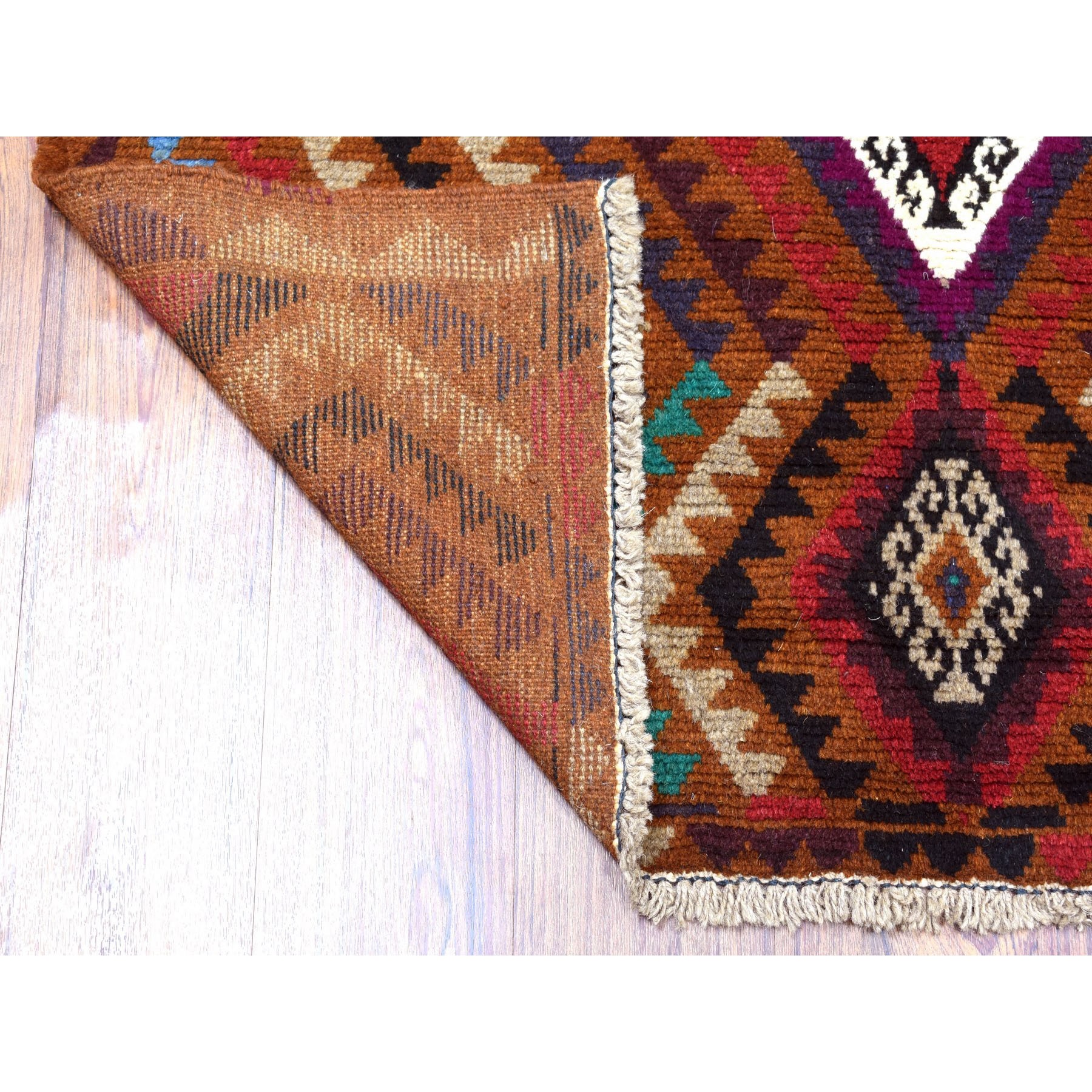 3-7 x6-1  Brown Natural Dyes Geometric Design Colorful Afghan Baluch Hand Knotted 100% Wool Oriental Rug 