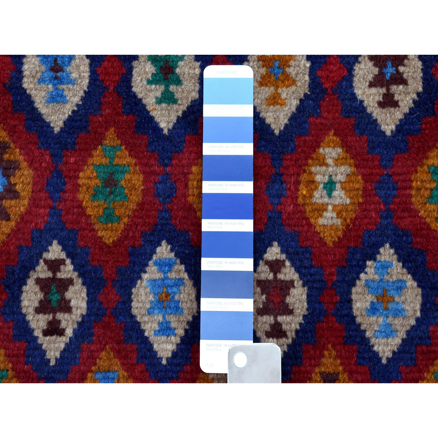 4-x6-1  Blue All Over Design Colorful Afghan Baluch Hand Knotted Pure Wool Oriental Rug 