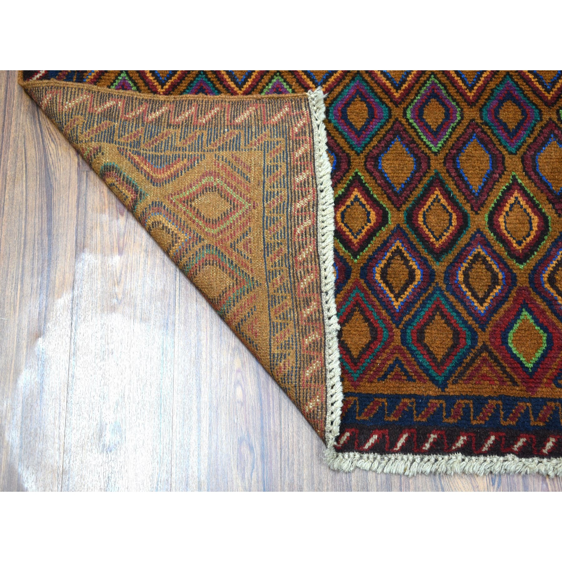 4-3 x6-2  Brown Tribal Design Colorful Afghan Baluch Pure Wool Hand Knotted Oriental Rug 