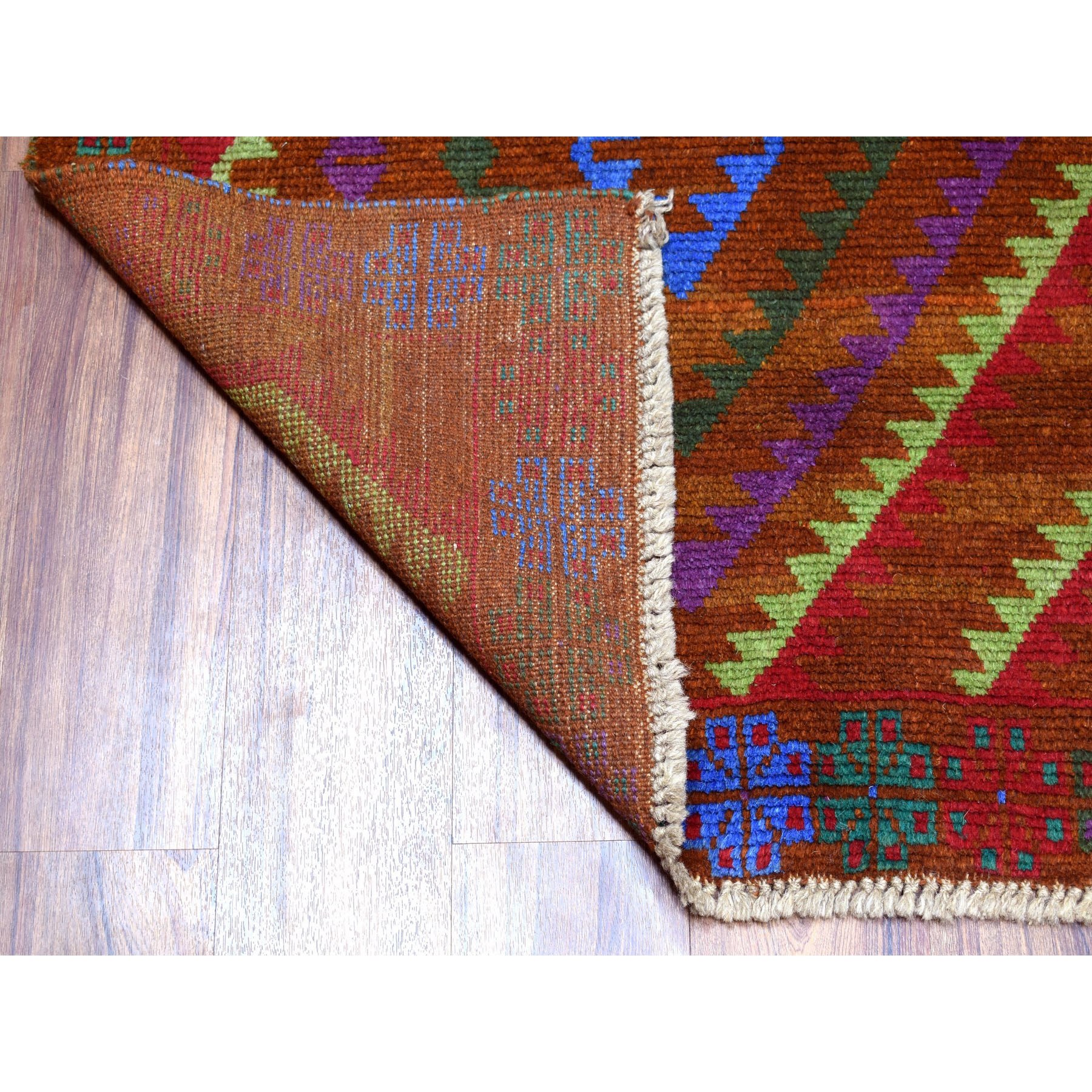 6-1 x7-8  Brown Colorful Afghan Baluch Geometric Design Hand Knotted 100% Wool Oriental Rug 