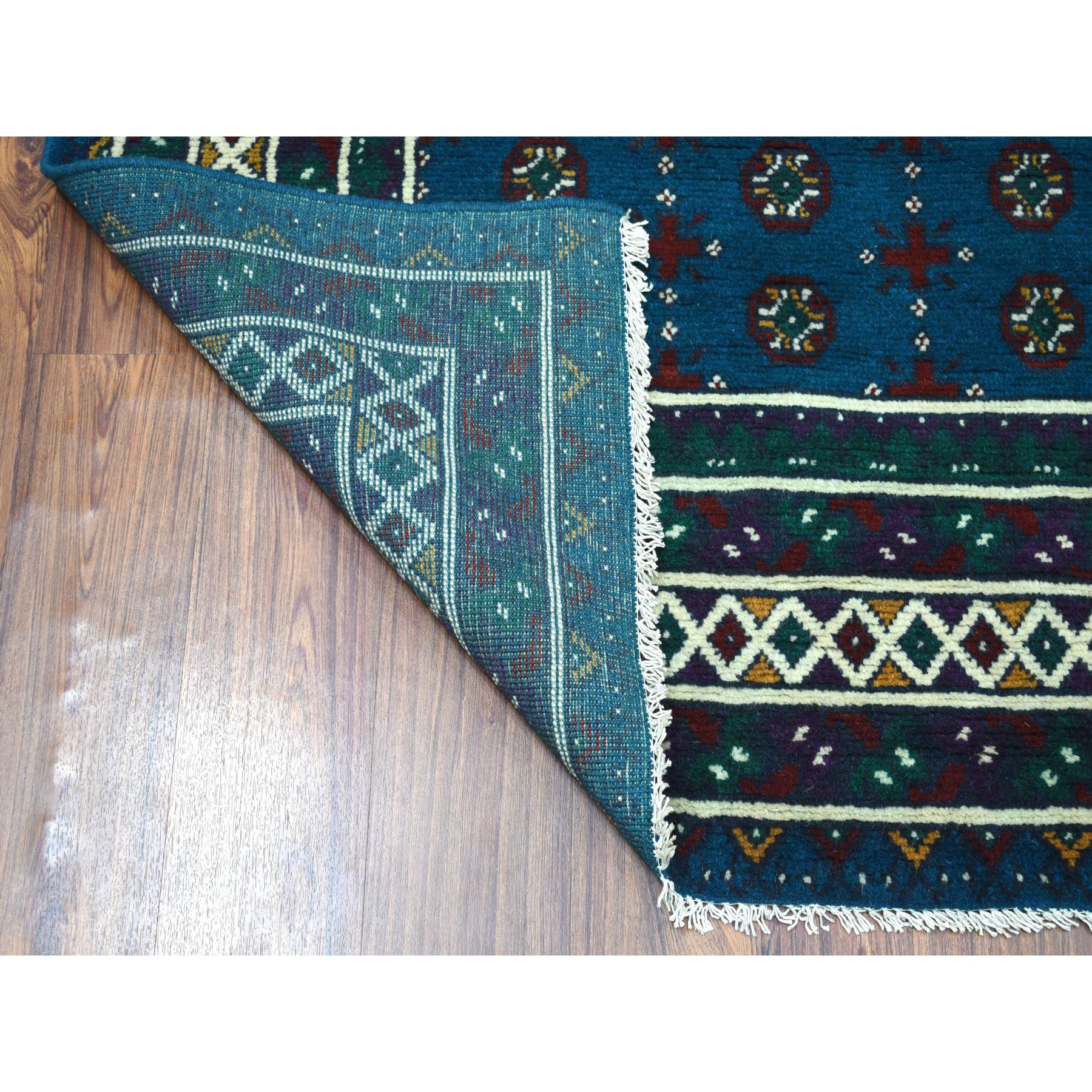 5-5 x7-8  Blue All Over Design Colorful Afghan Baluch Hand Knotted Pure Wool Oriental Rug 