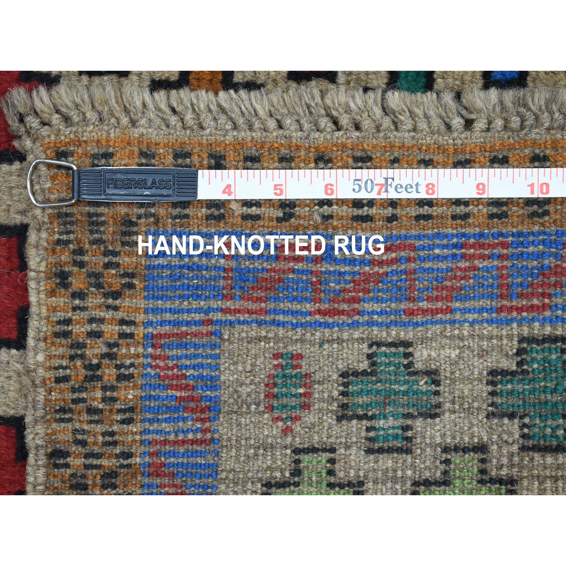 3-4 x4-9  Gray Hand Knotted Colorful Afghan Baluch All Over Design Pure Wool Oriental Rug 