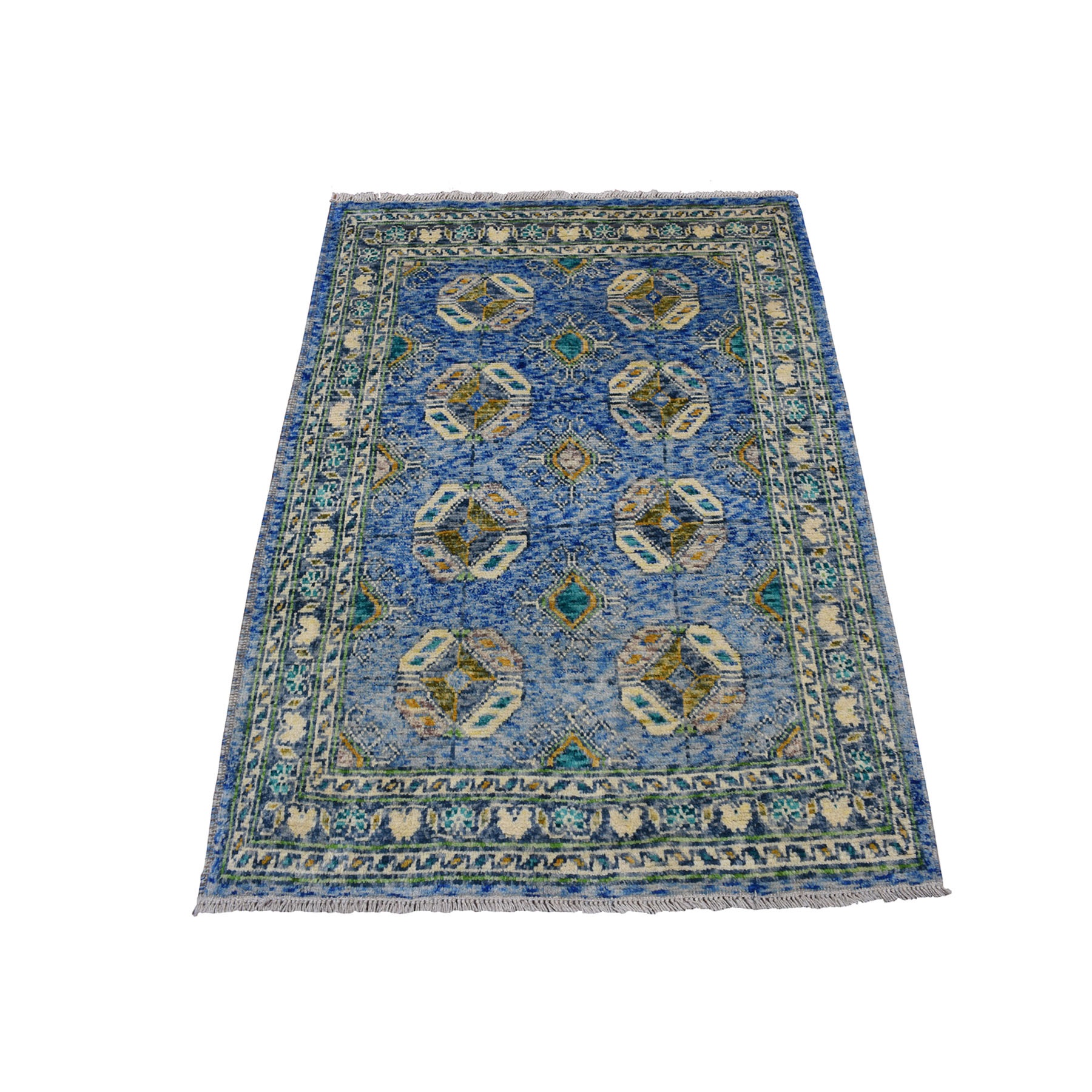 3'5"X4'10" Geometric Design Colorful Afghan Baluch Hand Knotted 100% Wool Oriental Rug moaeca7a