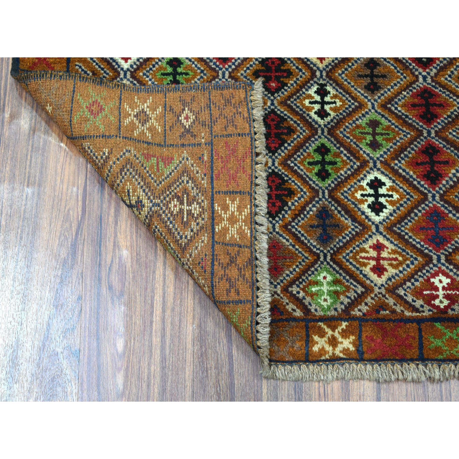 3-1 x4-8  Brown Colorful Afghan Baluch Geometric Design Hand Knotted 100% Wool Oriental Rug 