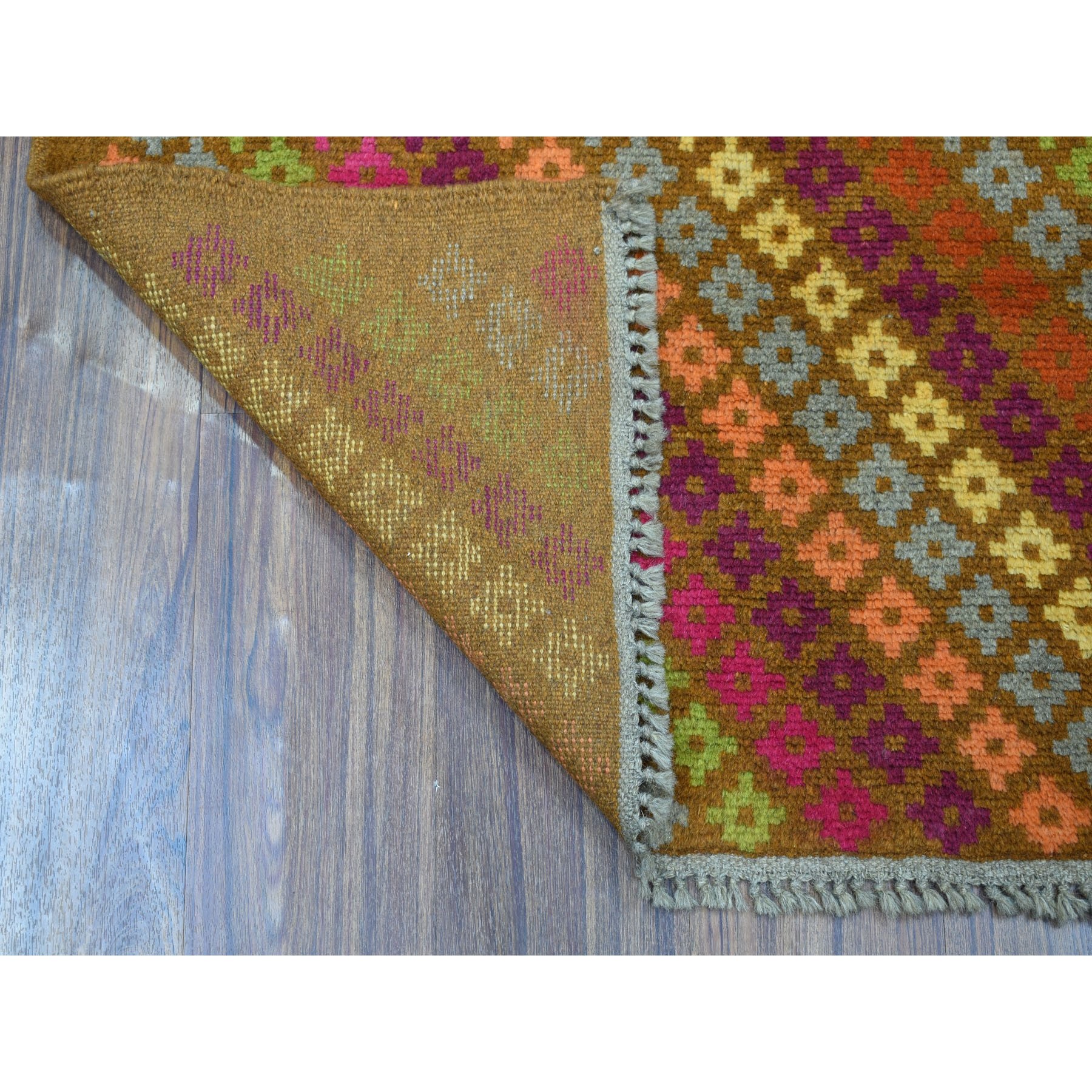 3-3 x4-10  Brown Colorful Afghan Baluch All Over Design  Hand Knotted Pure Wool Oriental Rug 