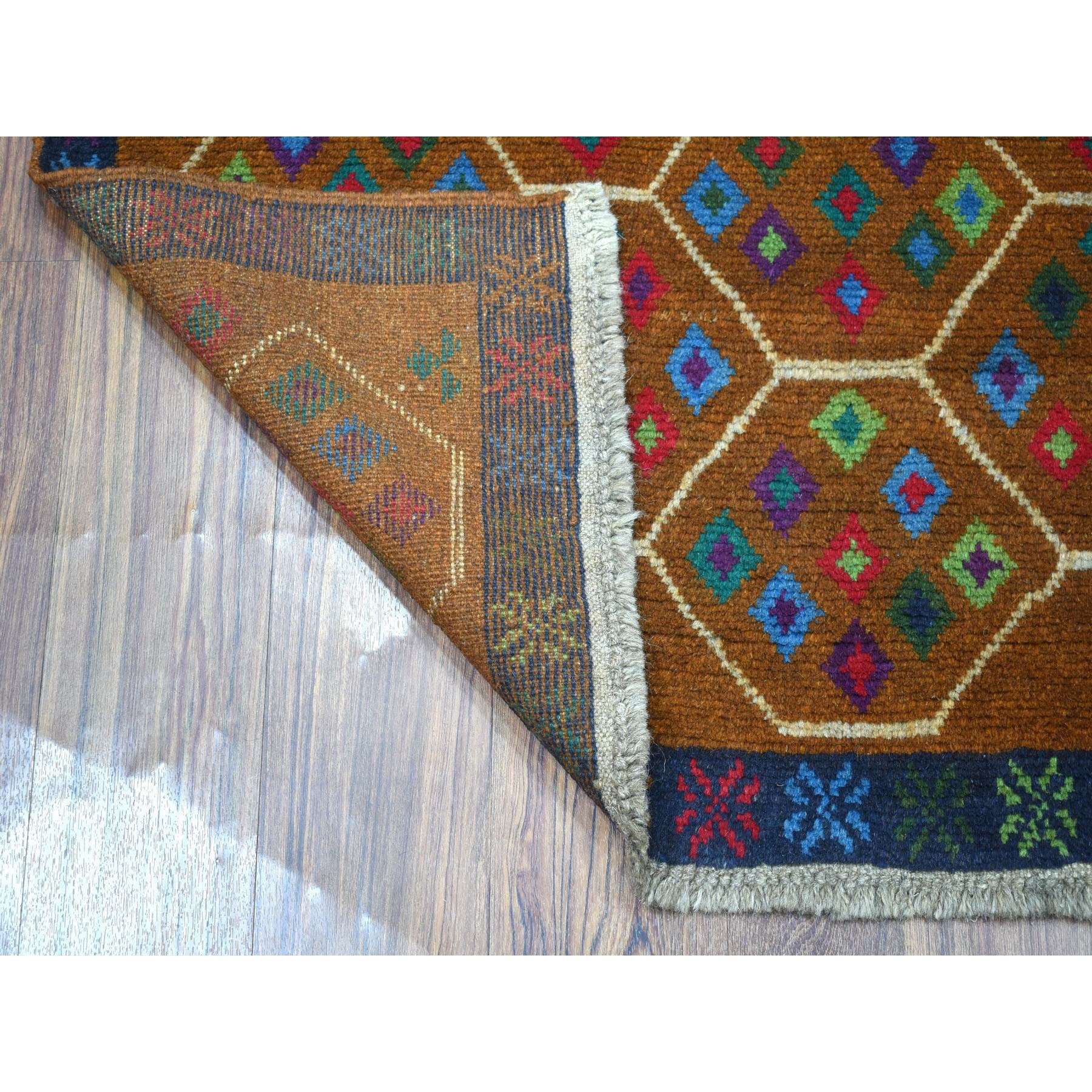 4-x6- Brown Colorful Afghan Baluch Tribal Design Hand Knotted 100% Wool Oriental Rug 