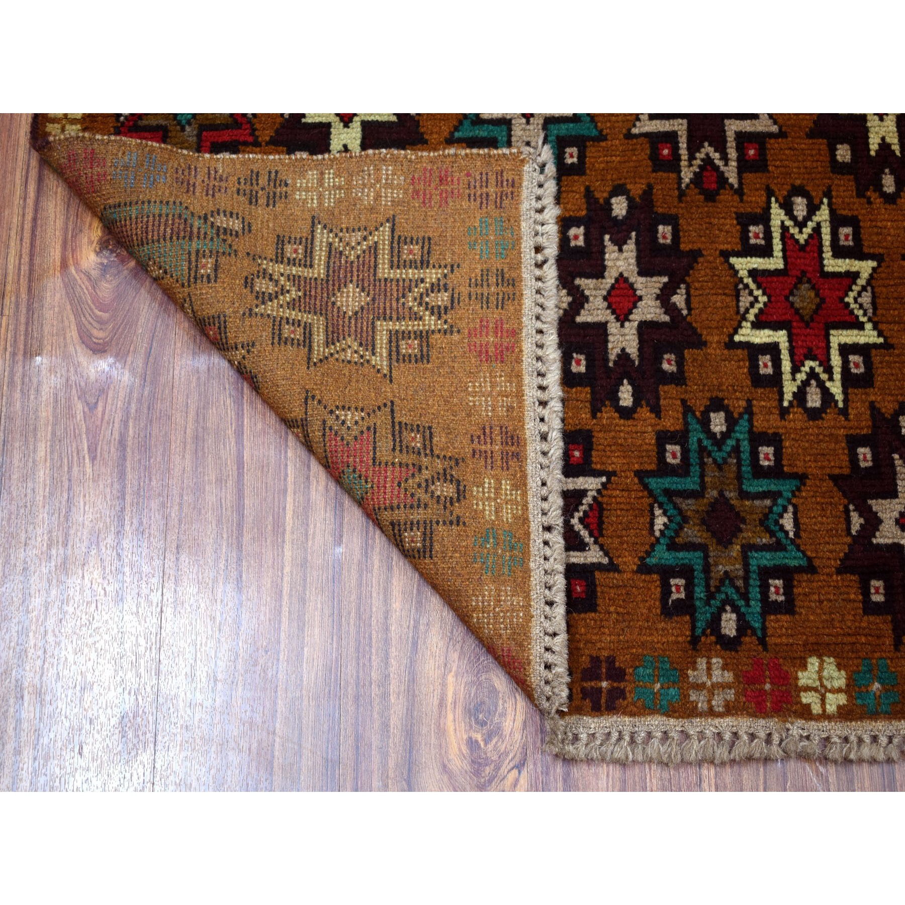 4-1 x6-1  Brown Hand Knotted Colorful Afghan Baluch Tribal Design Pure Wool Oriental Rug 