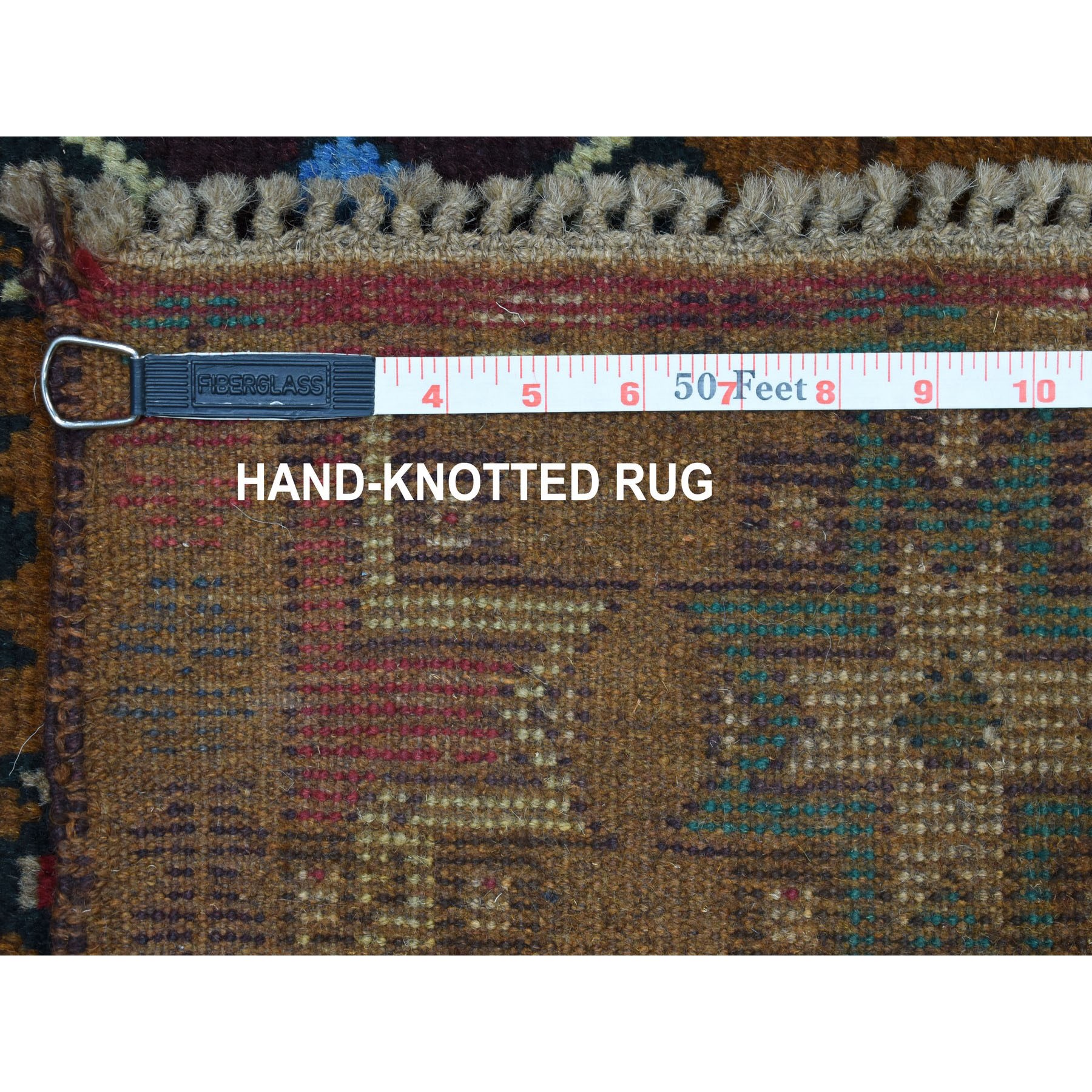 4-1 x6-1  Brown Hand Knotted Colorful Afghan Baluch Tribal Design Pure Wool Oriental Rug 