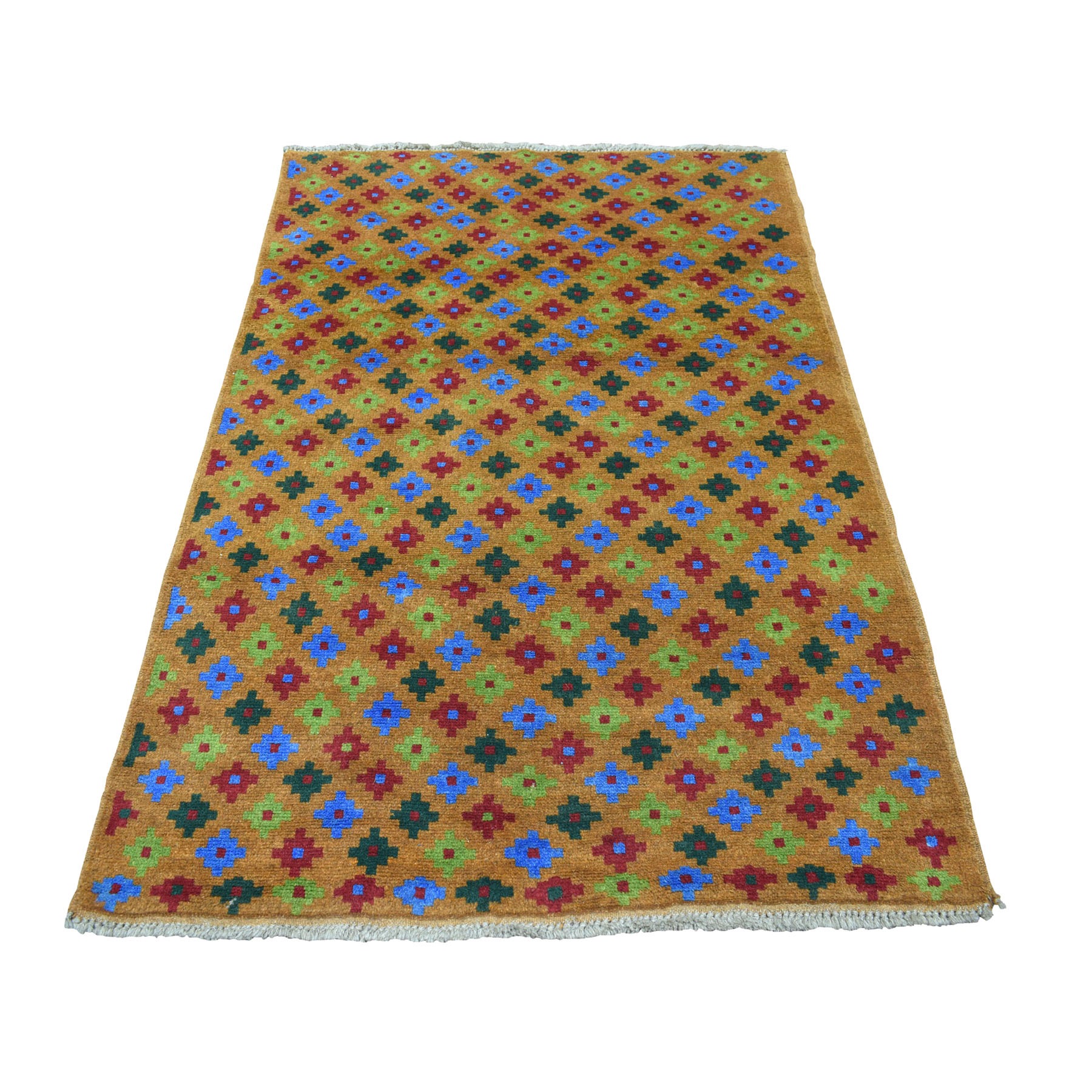 4'1"X6'1" Brown Tribal Design Colorful Afghan Baluch Pure Wool Hand Knotted Oriental Rug moaeca89