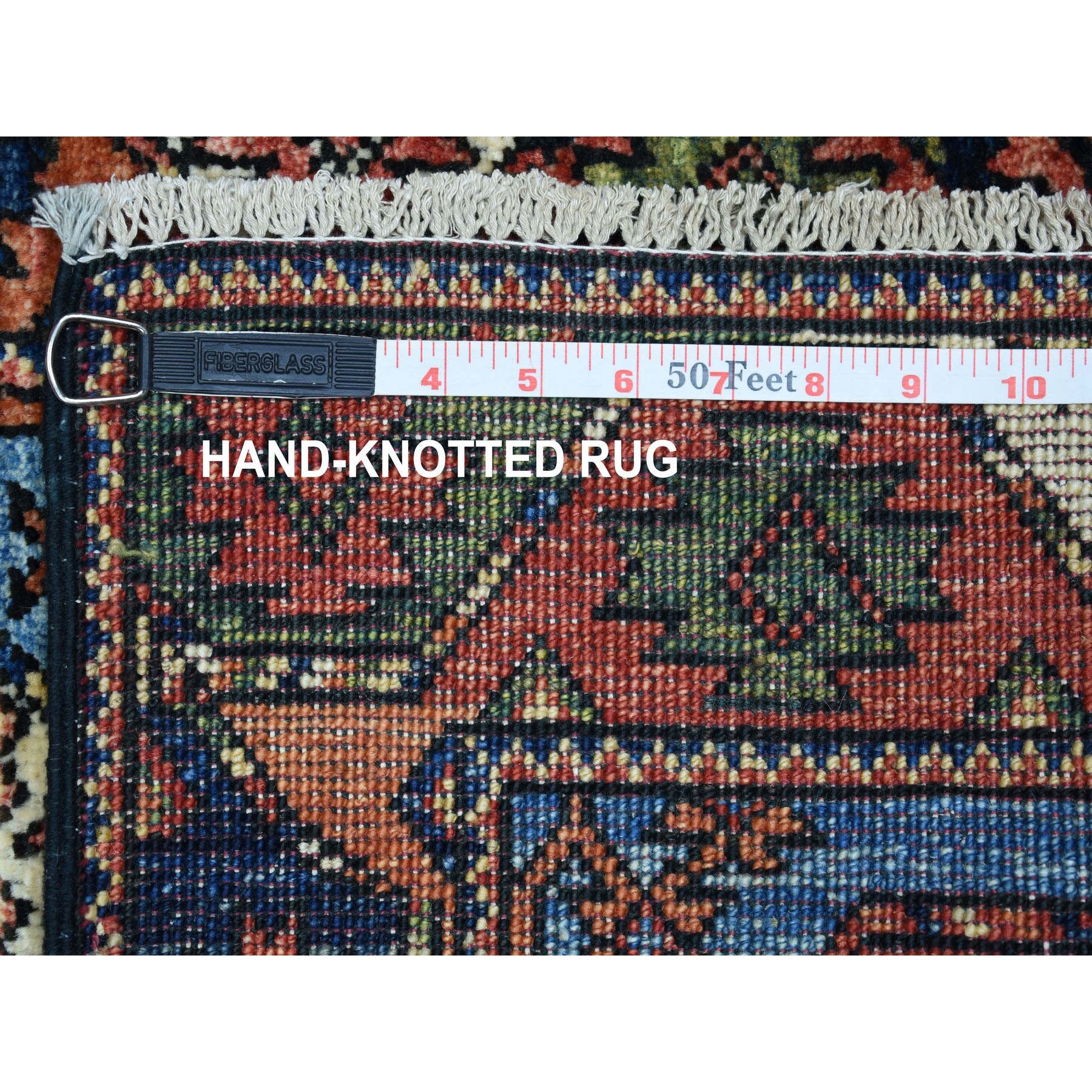 2-x2-10  Blue Hand Knotted Afghan Ersari Elephant Feet Design Pure Wool Oriental Rug 