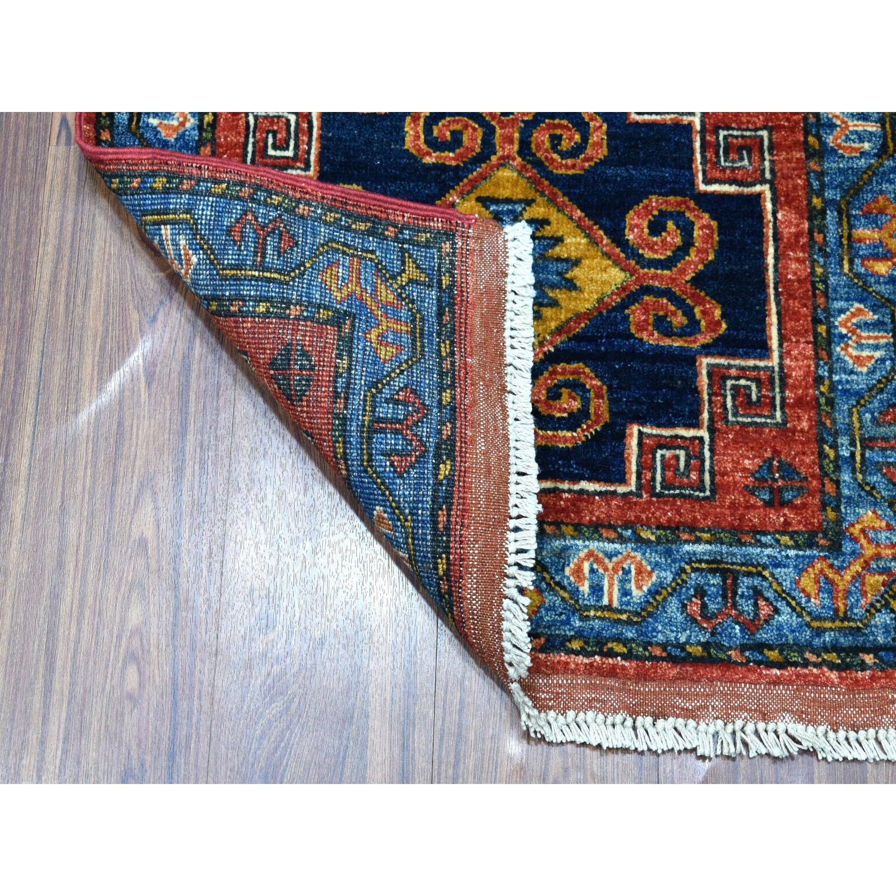 2-1 x3- Red Geometric Design Afghan Ersari Hand Knotted Pure Wool Oriental Rug 