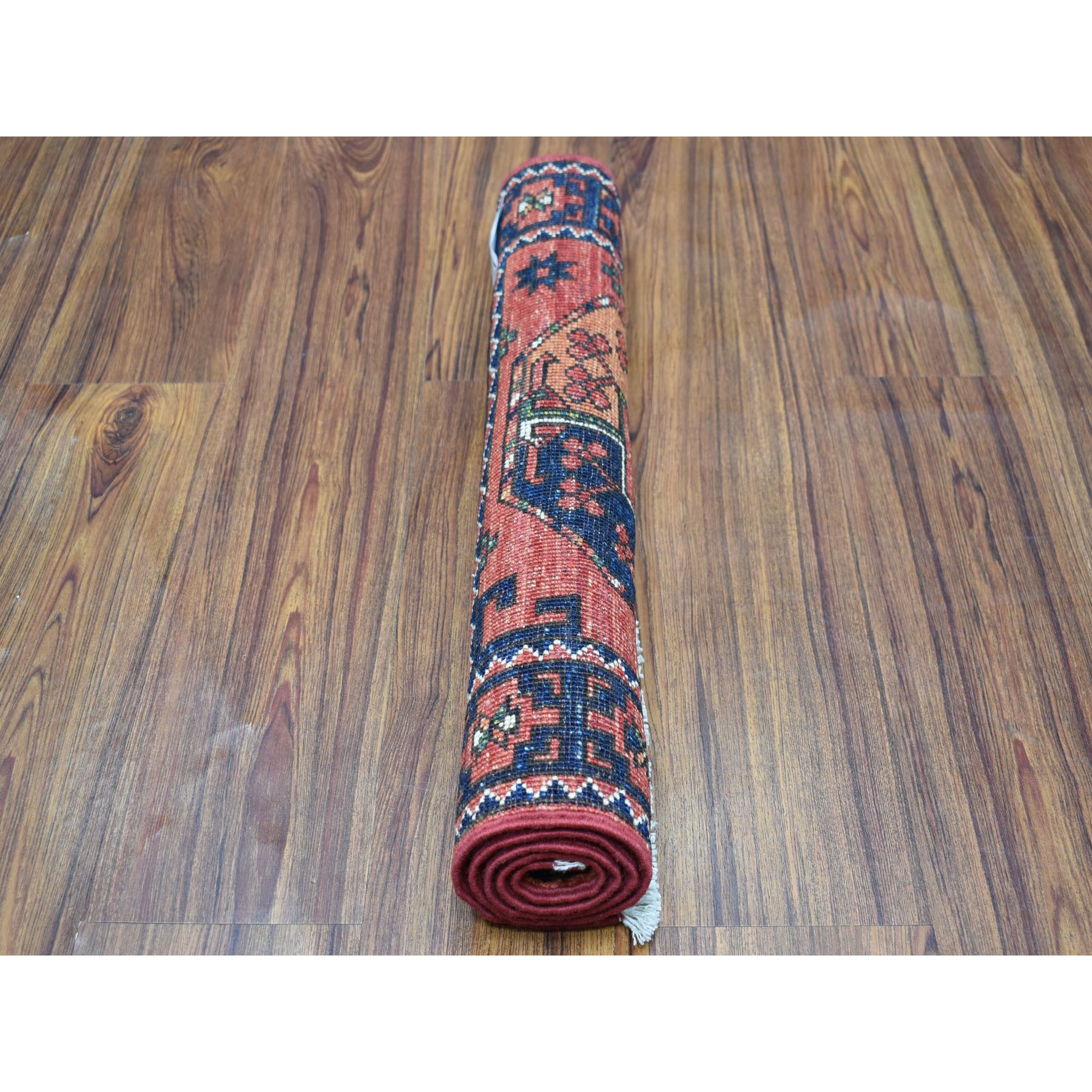 2-1 x3- Red Elephant Feet Design Afghan Ersari Pure Wool Hand Knotted Oriental Rug 