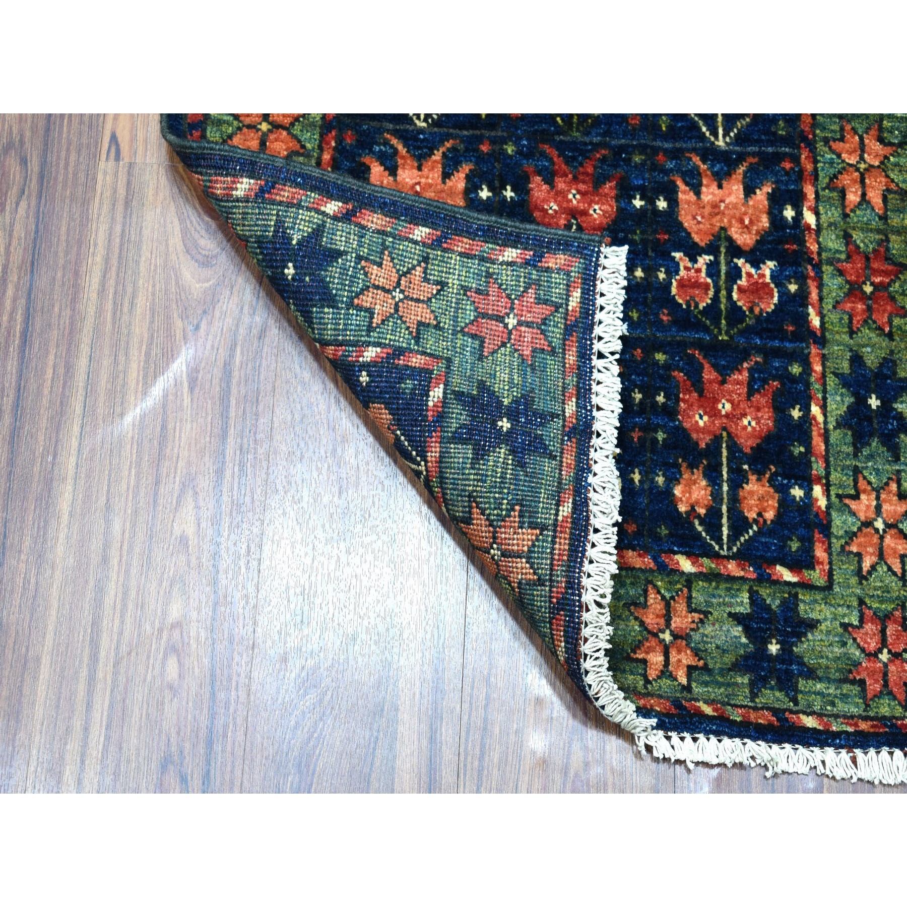 2-x3-2  Blue Afghan Ersari Tribal Design Hand Knotted Pure Wool Oriental Rug 