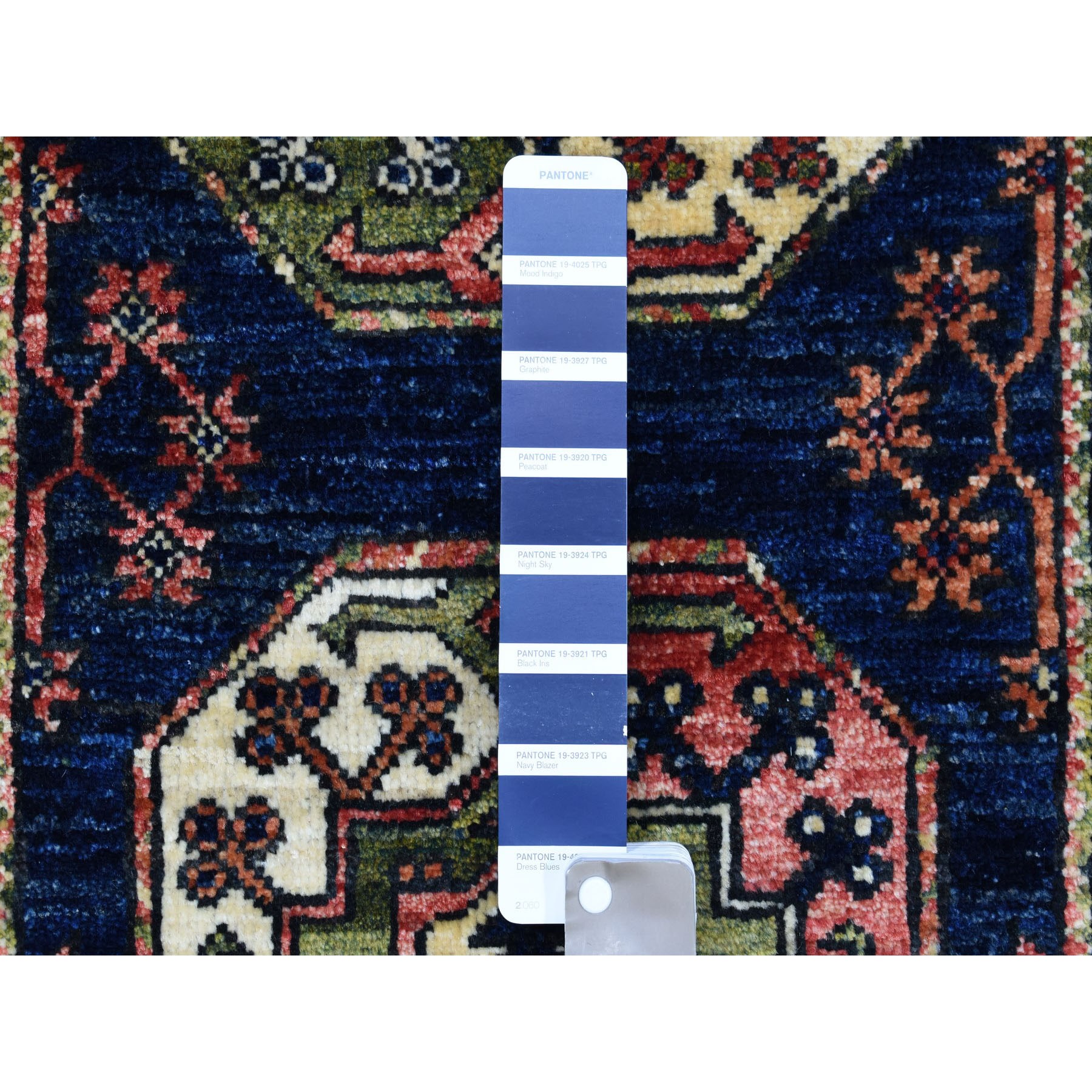 2-x3- Blue Afghan Ersari Elephant Feet Design Hand Knotted Pure Wool Oriental Rug 