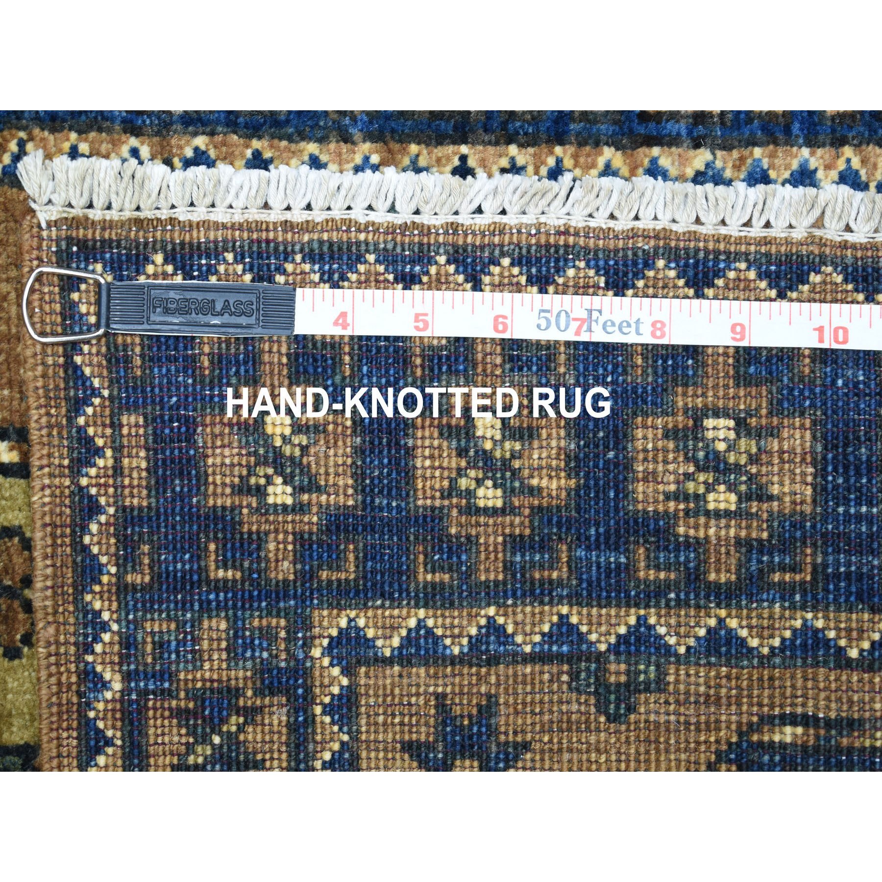 2-x2-10  Brown Afghan Ersari Elephant Feet Hand Knotted Pure Wool Oriental Rug 