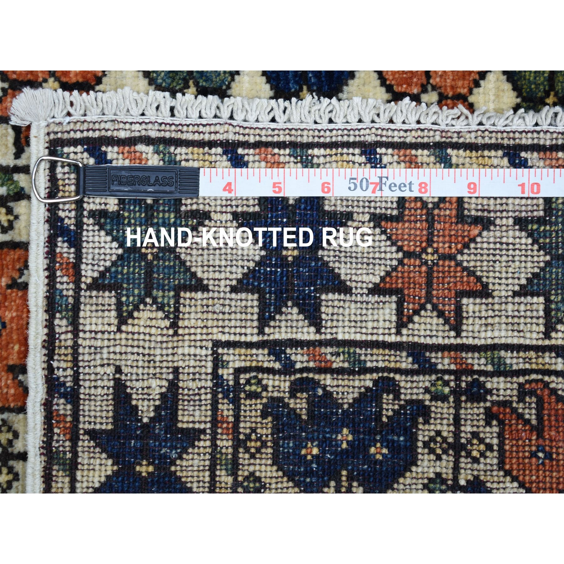 2-x2-9  Ivory Pictorial Design Hand Knotted Afghan Ersari Pure Wool Oriental Rug 