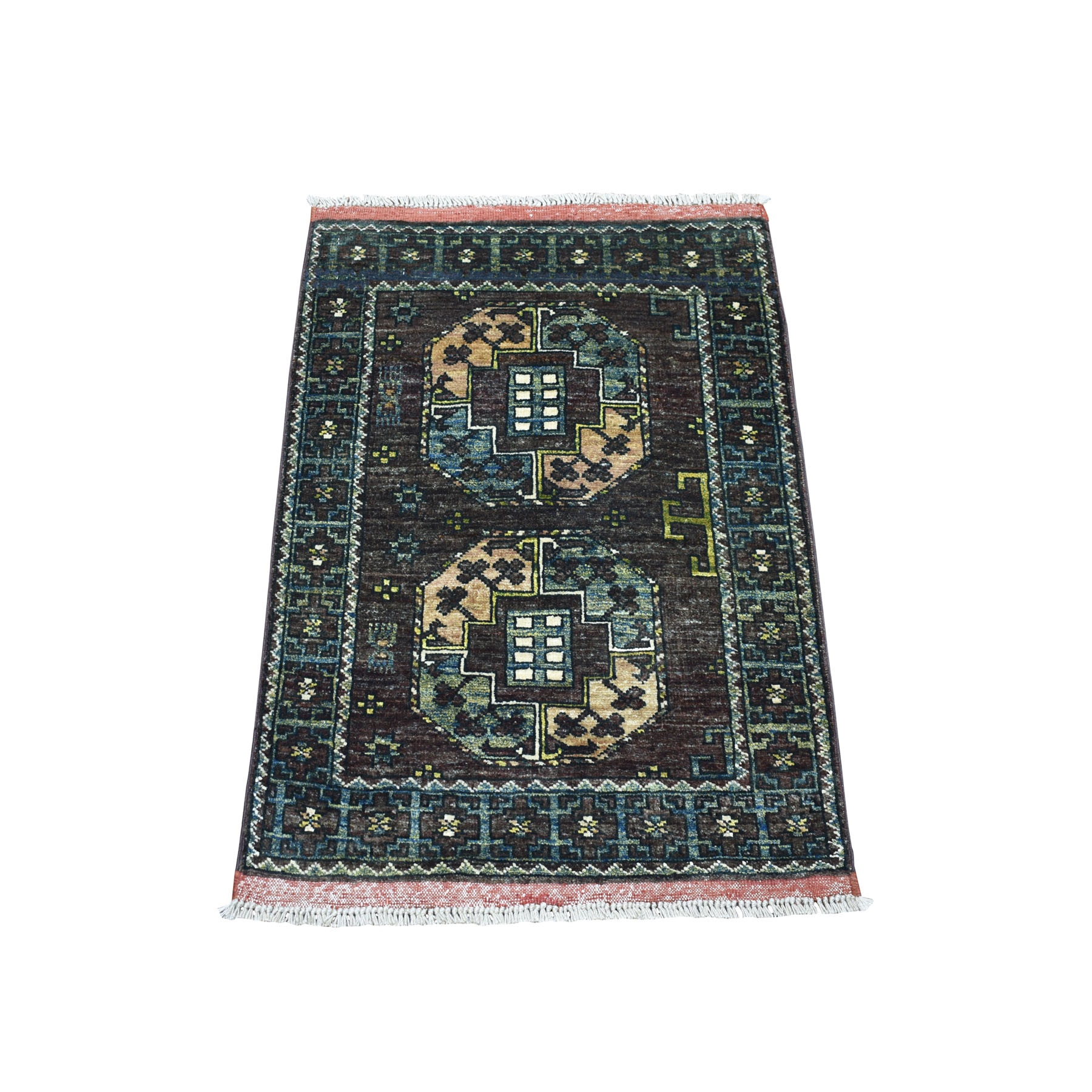 2'X2'10" Natural Dyes Elephant Feet Design Afghan Ersari Hand Knotted Pure Wool Oriental Rug moaecbe9