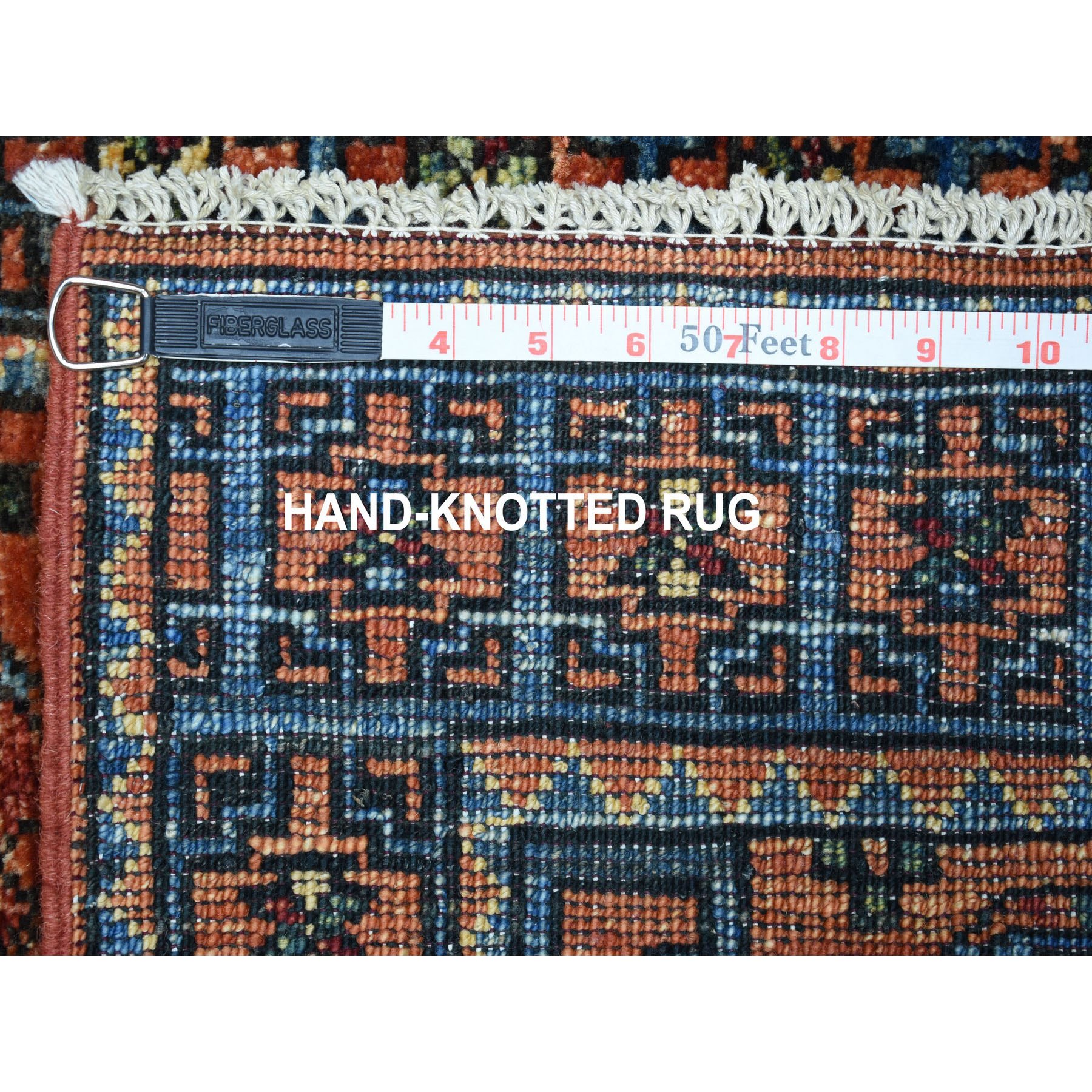 2-1 x3- Orange Turkoman Afghan Ersari Hand Knotted Elephant Feet Design Pure Wool Oriental Rug 