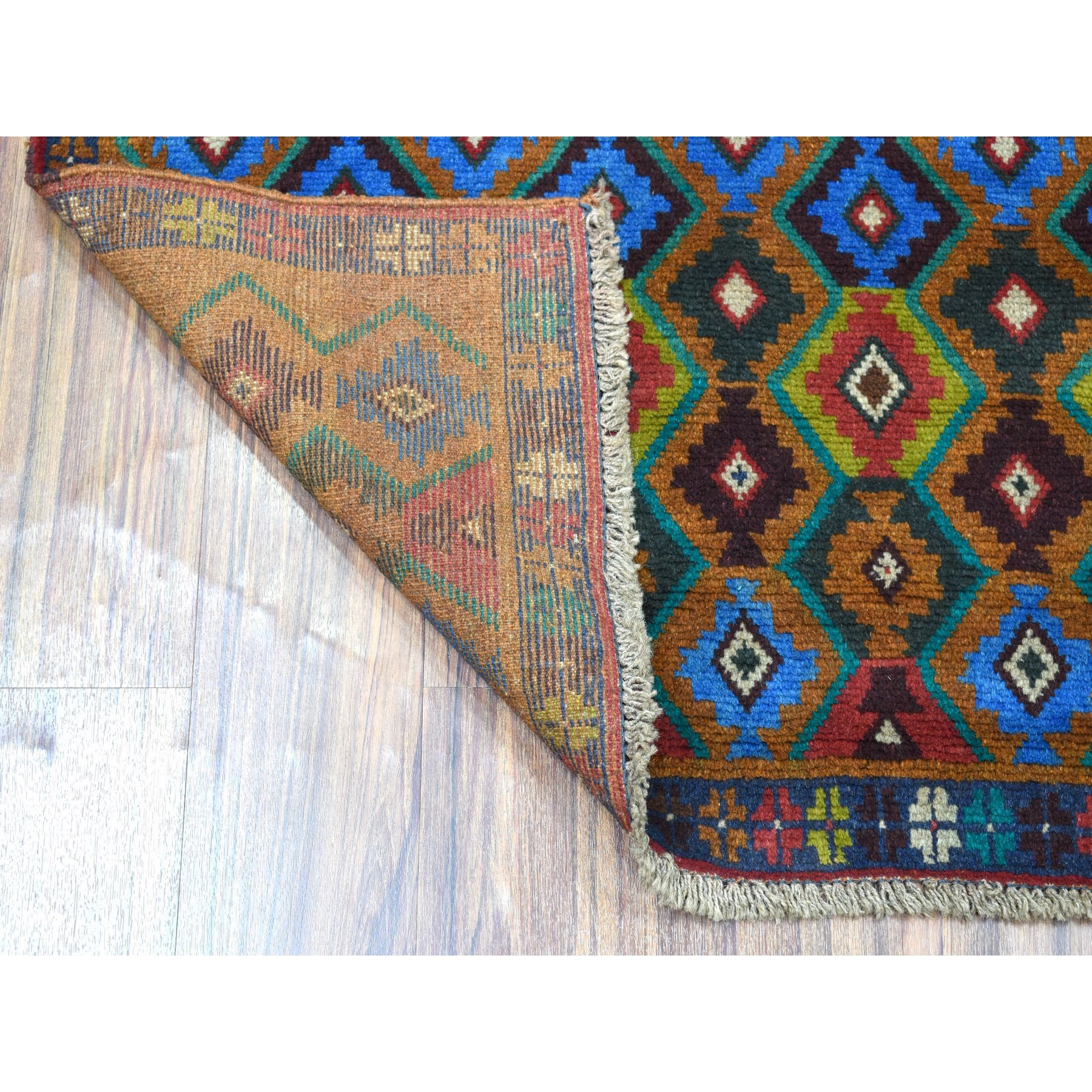 3-5 x4-5  Brown Tribal Design Colorful Afghan Baluch Hand Knotted Pure Wool Oriental Rug 