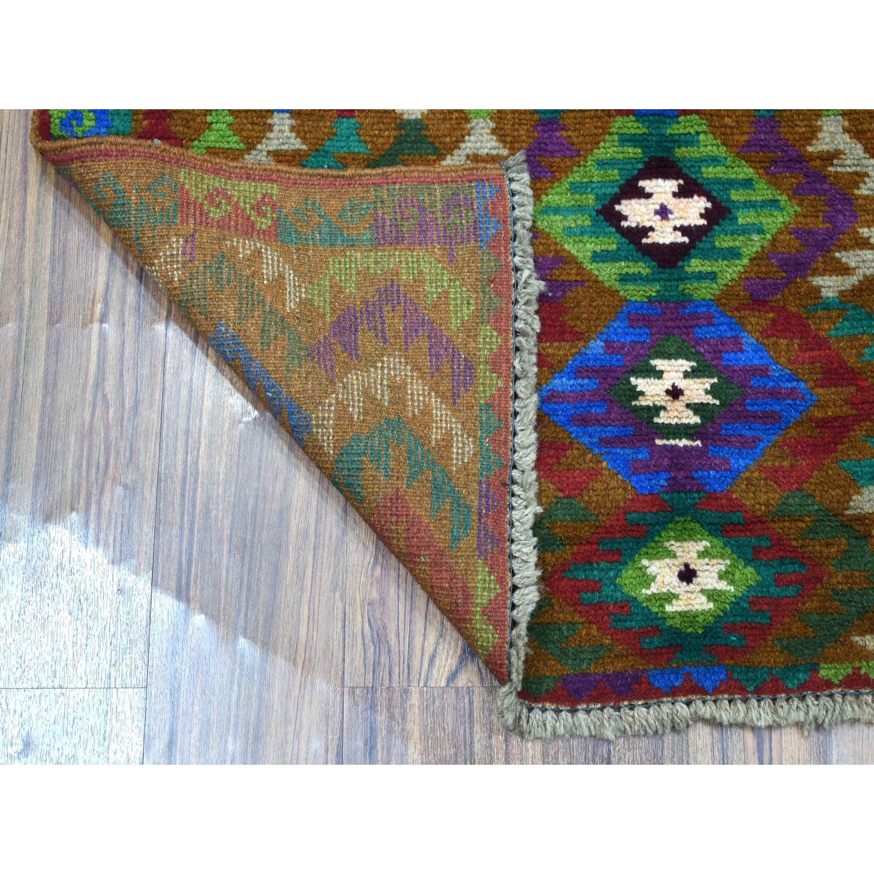 3-6 x4-8  Brown Hand Knotted Colorful Afghan Baluch Pure Wool Tribal Design Oriental Rug 