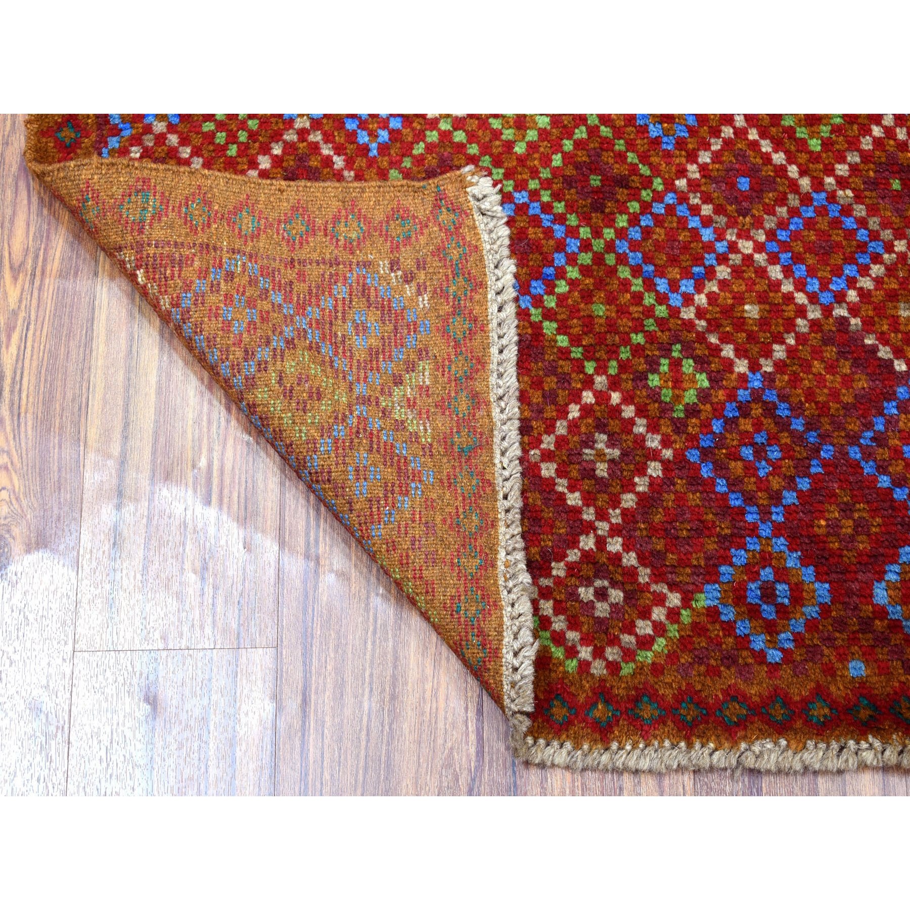 3-5 x5- Brown Tribal Design Colorful Afghan Baluch Hand Knotted Pure Wool Oriental Rug 