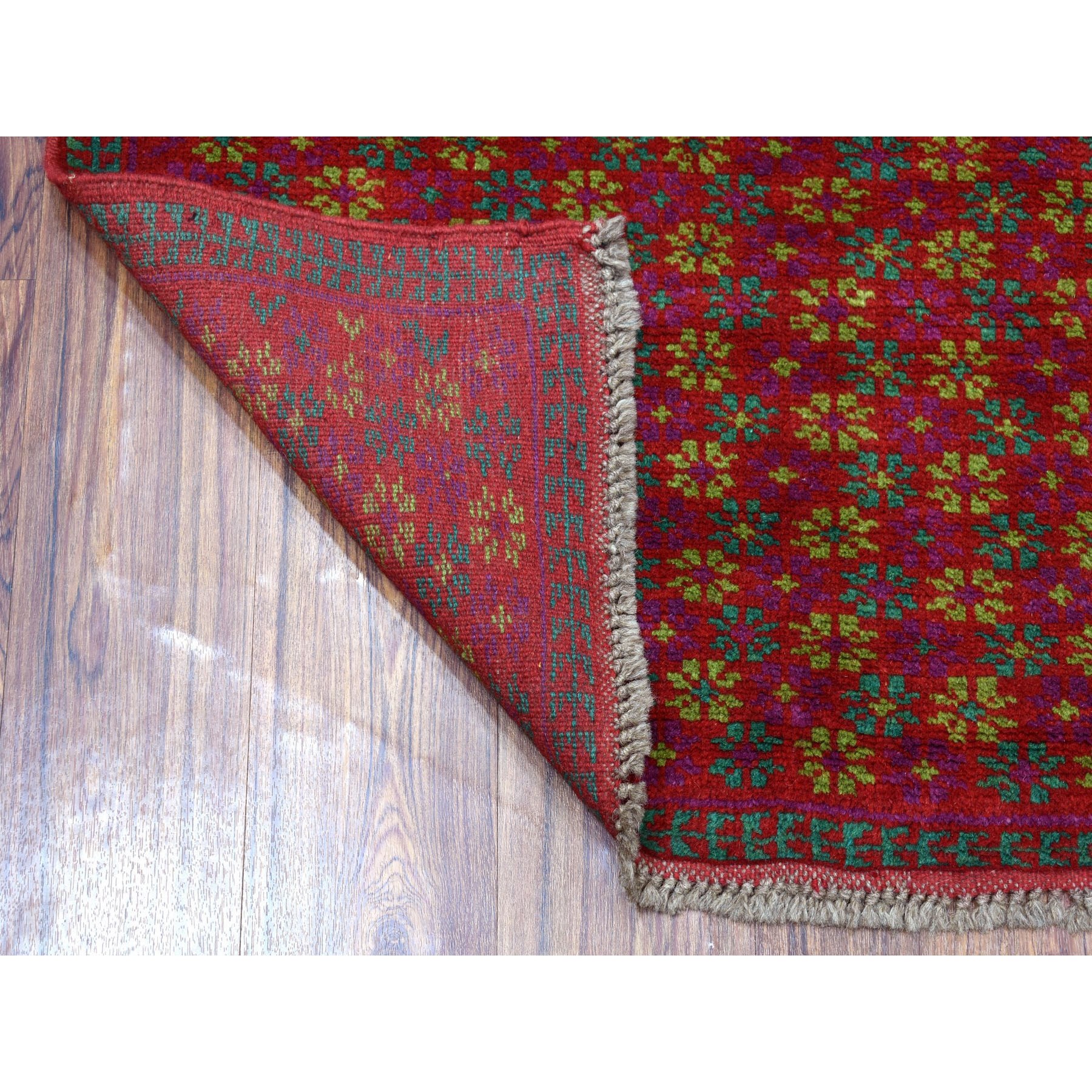 3-8 x4-7  Red Colorful Afghan Baluch All Over Design Hand Knotted Pure Wool Oriental Rug 