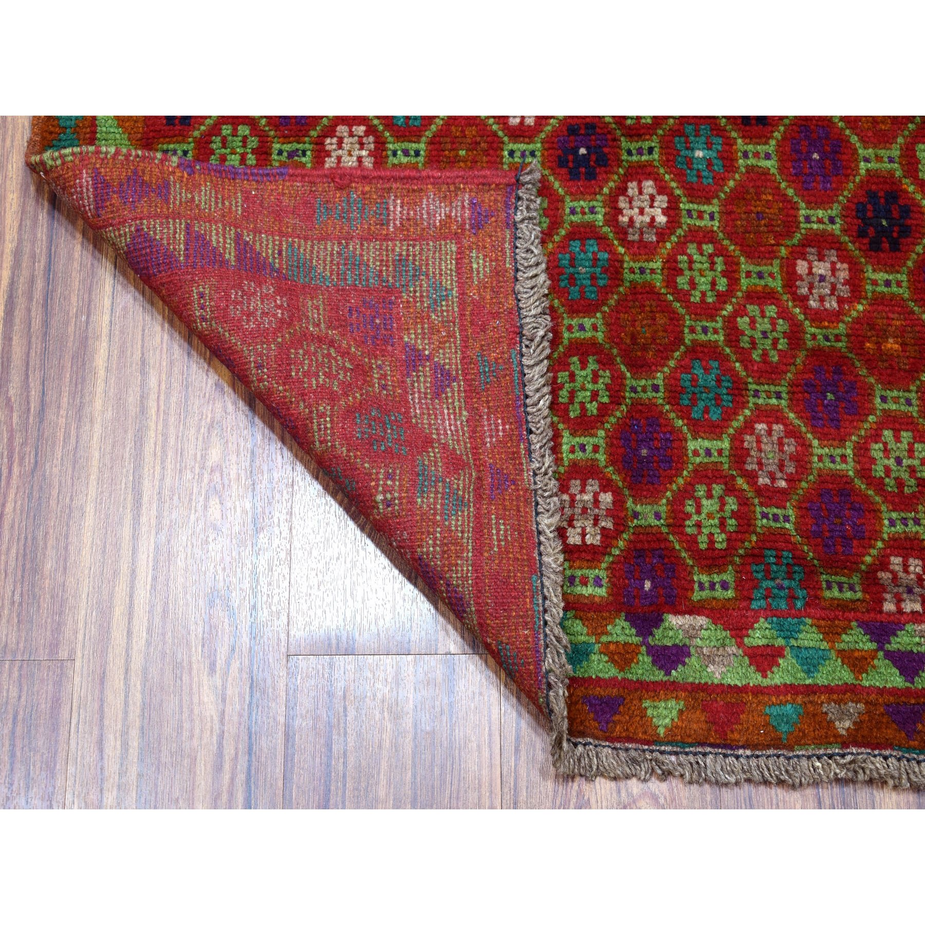 3-x4-8  Orange Tribal Design Colorful Afghan Baluch Hand Knotted Pure Wool Oriental Rug 