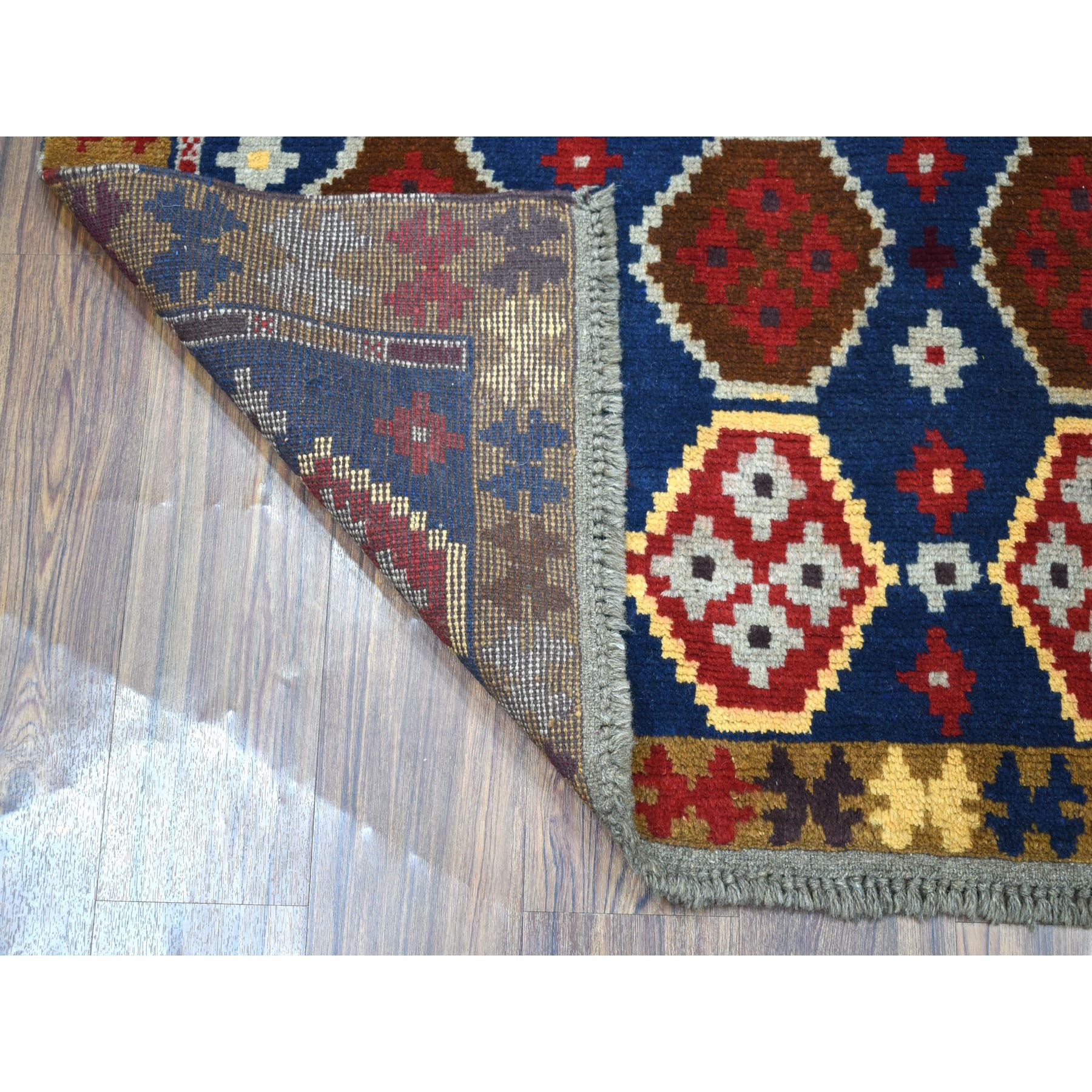 3-8 x5-9  Blue Colorful Afghan Baluch Tribal Deisgn Pure Wool Hand Knotted Oriental Rug 