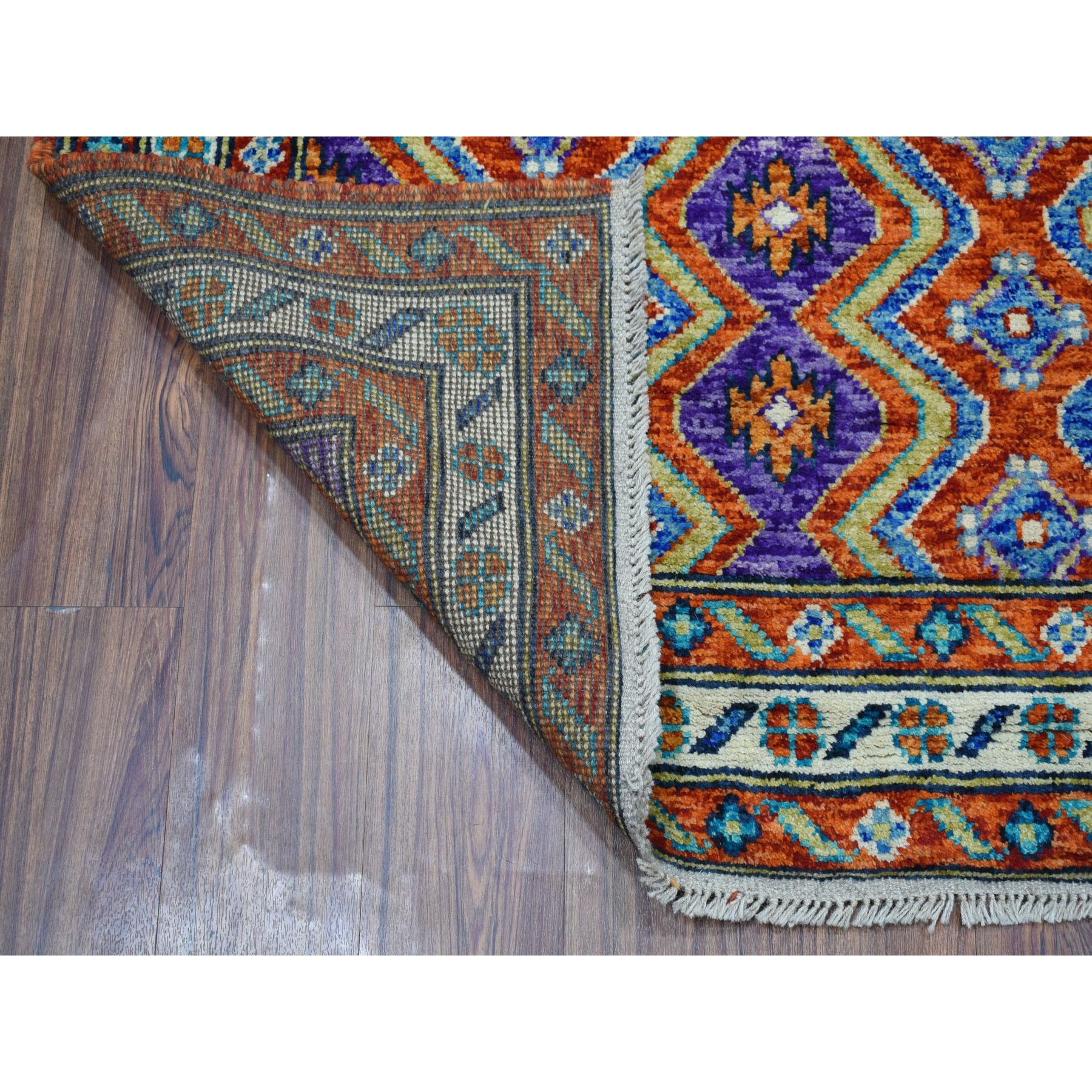 4-2 x5-10  Orange Colorful Afghan Baluch Tribal Design Pure Wool Hand Knotted Oriental Rug 