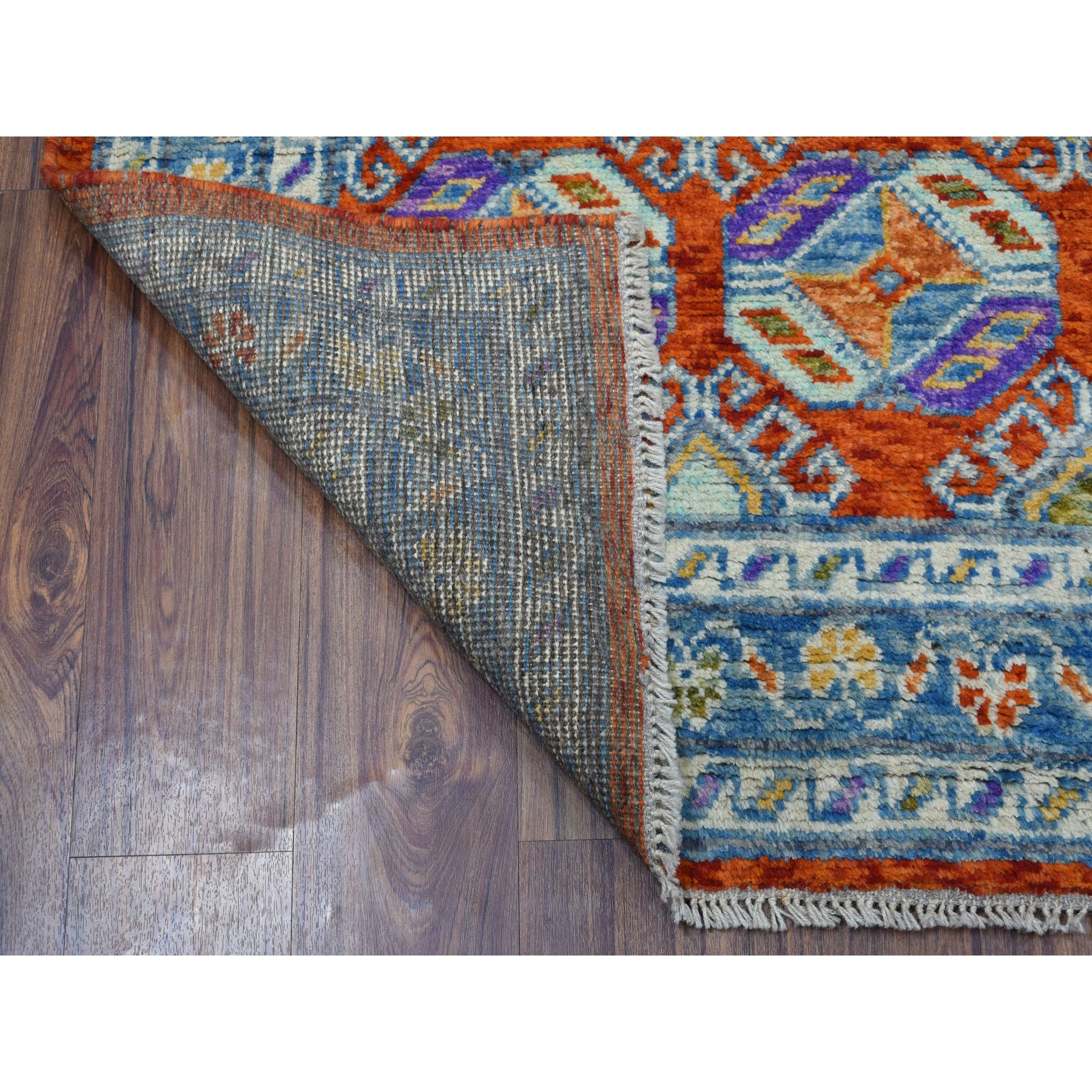 4-1 x5-9  Orange Colorful Afghan Baluch Tribal Design Hand Knotted Pure Wool Oriental Rug 