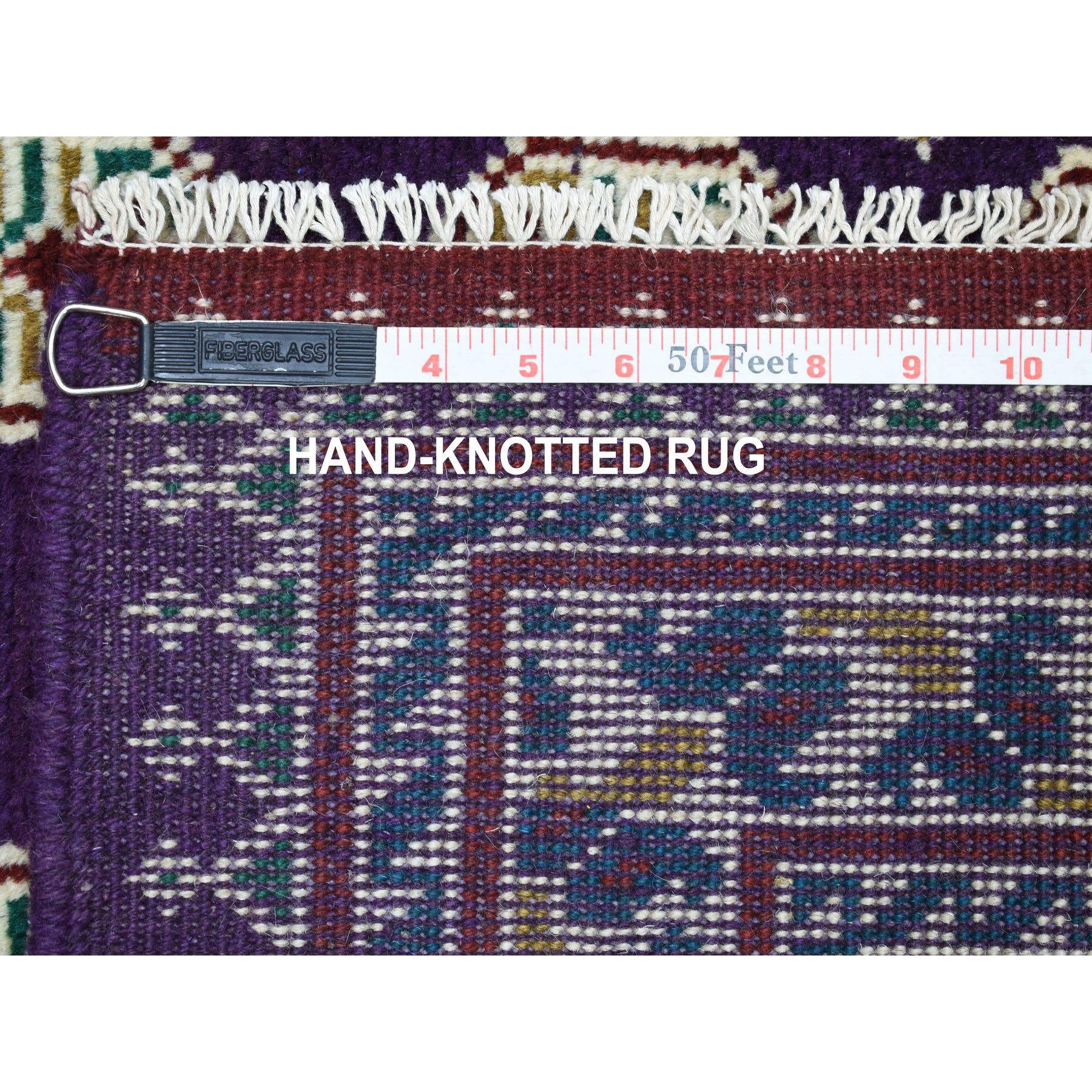 5-7 x7-6  Purple Colorful Afghan Baluch Hand Knotted Tribal Design Pure Wool Oriental Rug 