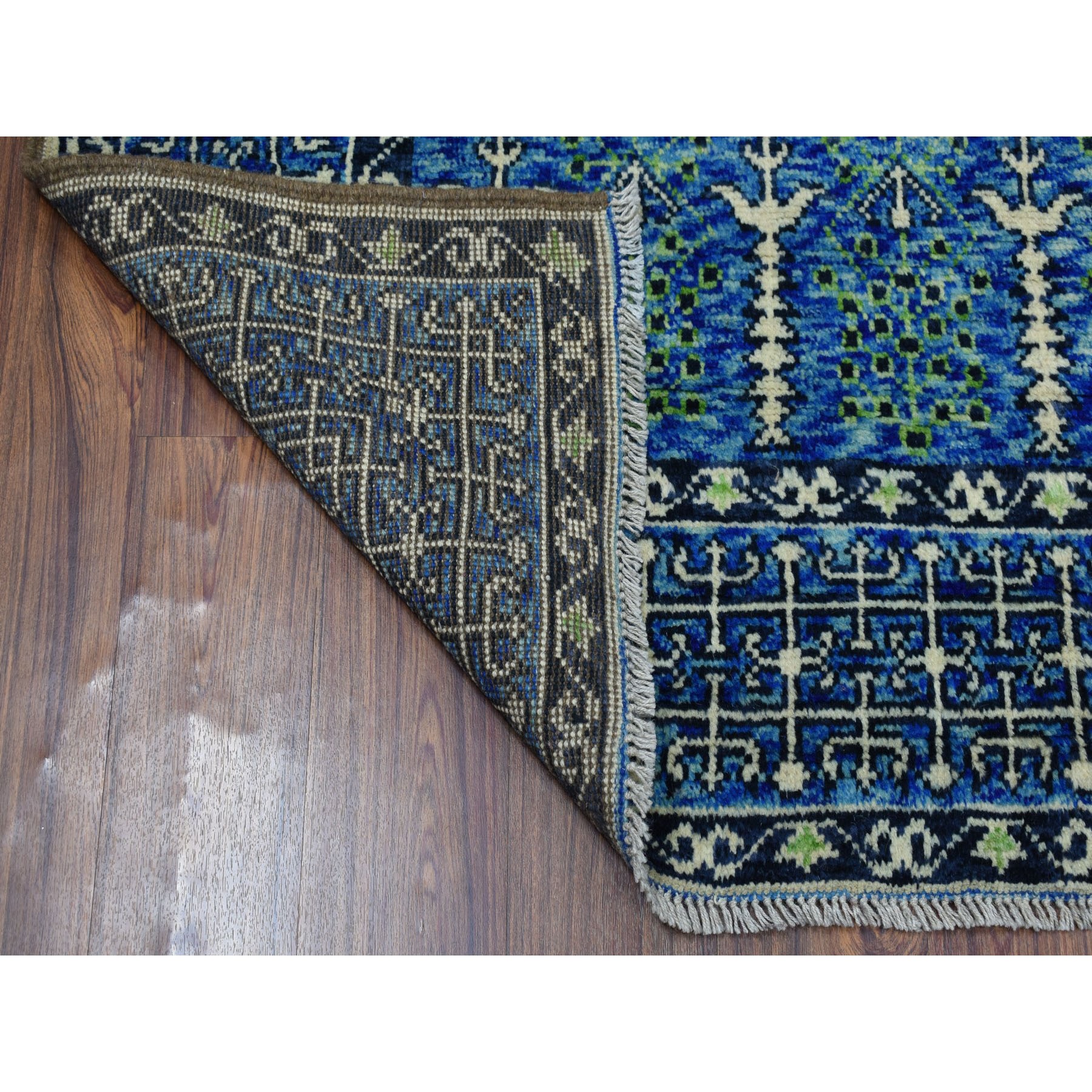 5-5 x7-9  Blue Mamluk Design Colorful Afghan Baluch Hand Knotted Pure Wool Oriental Rug 