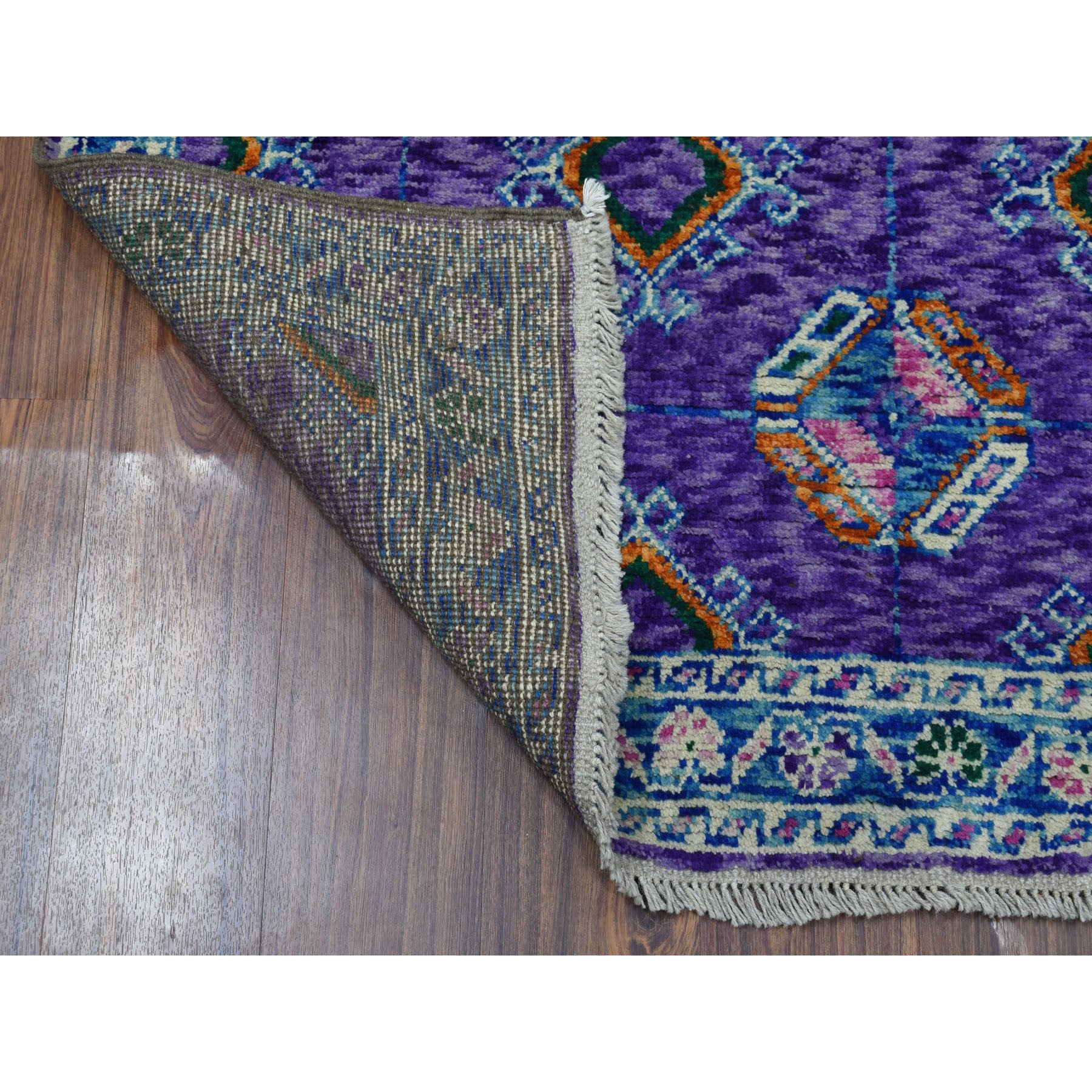5-7 x9- Purple Colorful Afghan Baluch Hand Knotted Tribal Design Pure Wool Oriental Rug 