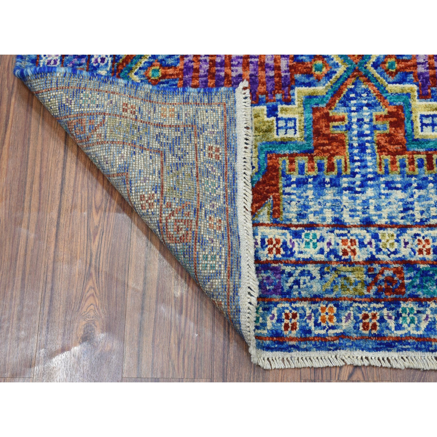 6-1 x8-1  Blue Tribal Design Colorful Afghan Baluch Hand Knotted Pure Wool Oriental Rug 