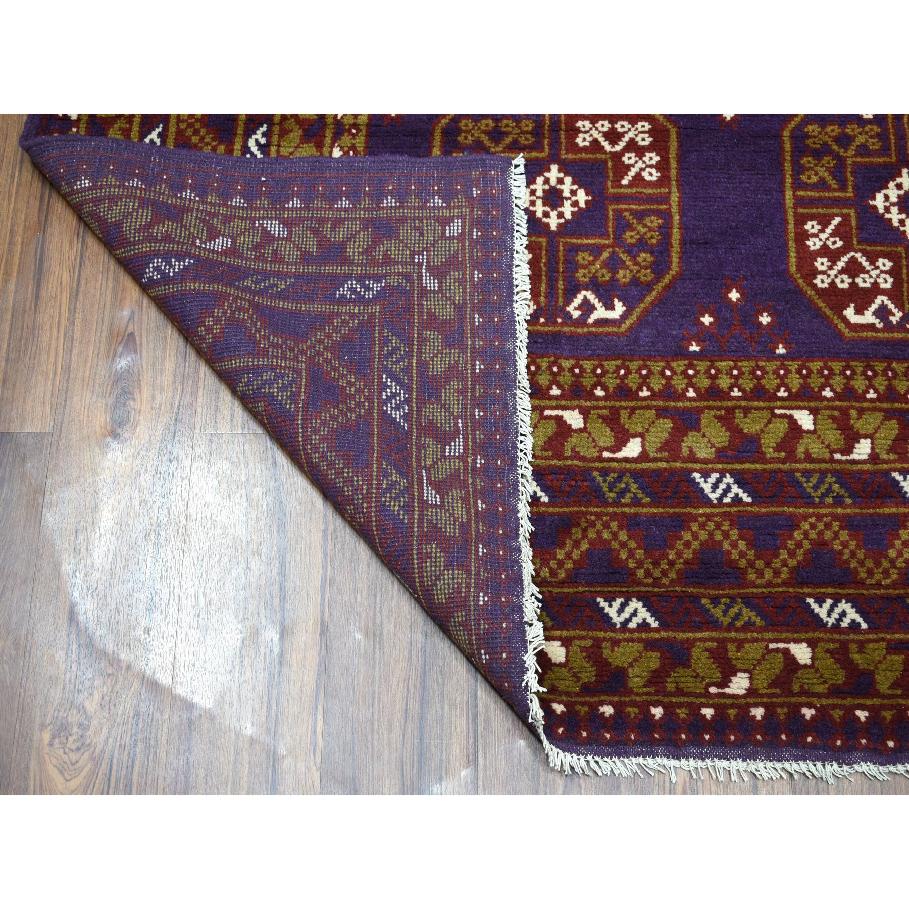 6-8 x9-5  Purple Elephant Feet Design Colorful Afghan Baluch Hand Knotted Pure Wool Oriental Rug 
