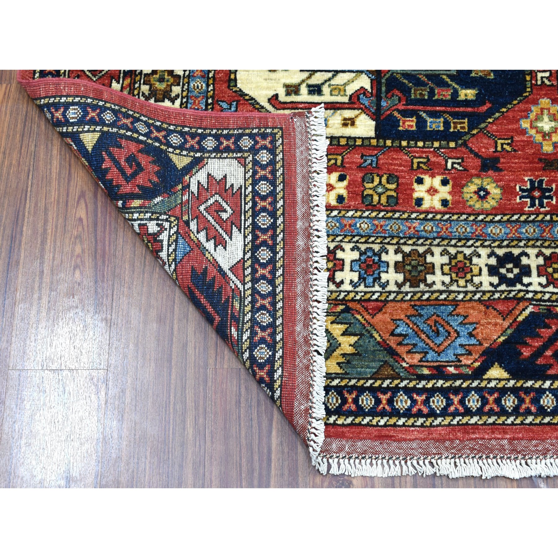 5-10 x7-9  Red Afghan Ersari Elephant Feet Design Hand Knotted Pure Wool Oriental Rug 