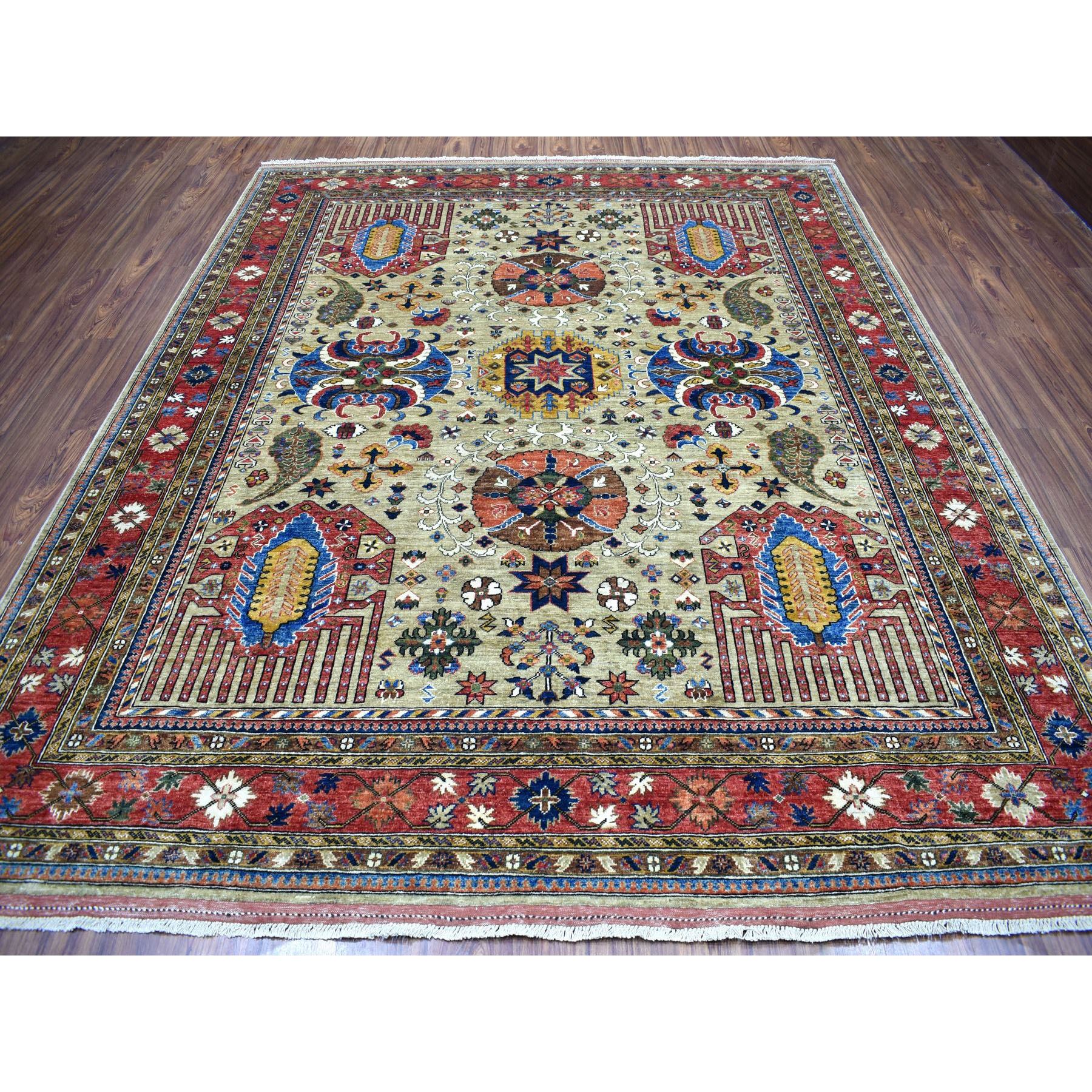 8-4 x10- Afghan Ersari With Ancient Motifs Natural Dyes Hand Knotted Pure Wool Oriental Rug 