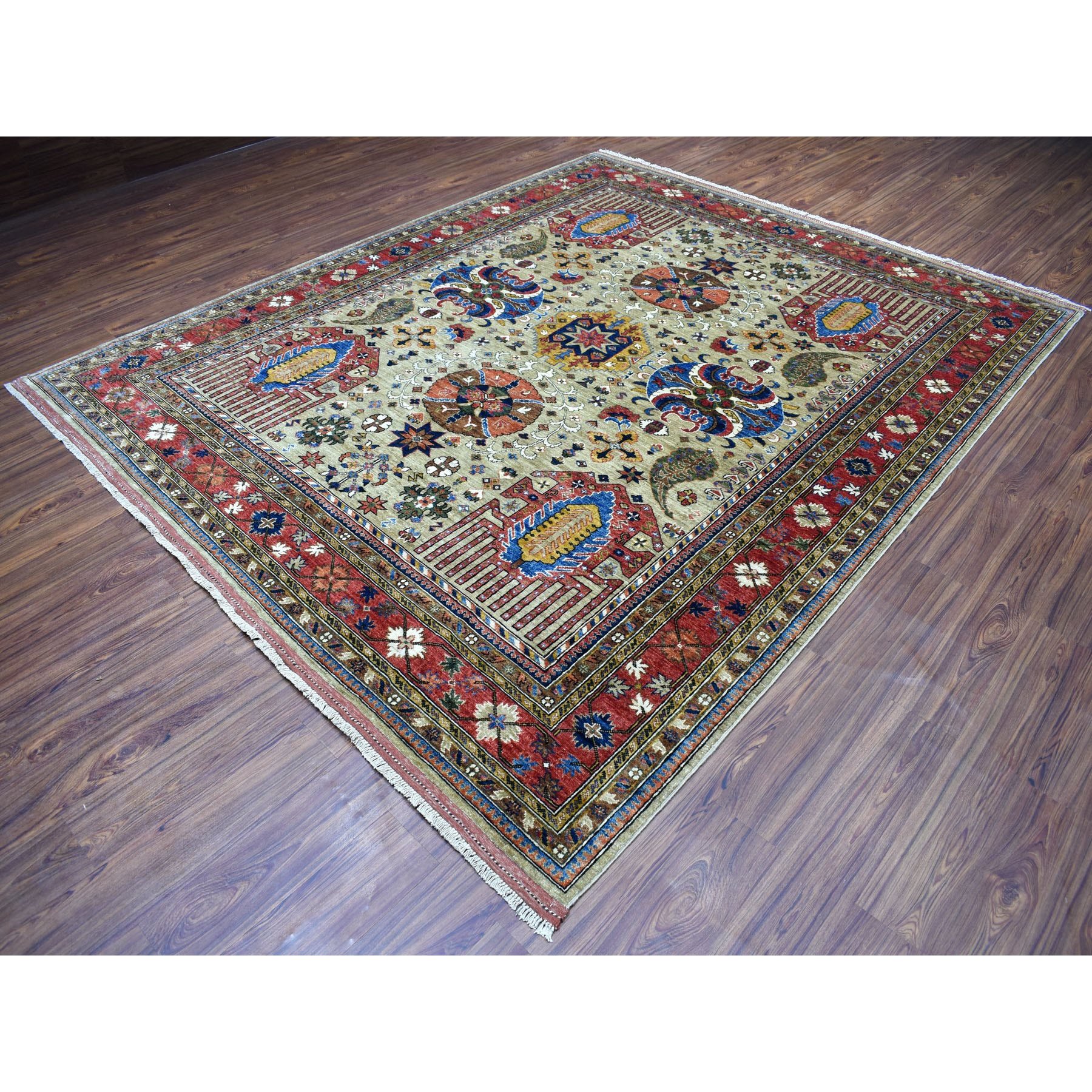 8-4 x10- Afghan Ersari With Ancient Motifs Natural Dyes Hand Knotted Pure Wool Oriental Rug 