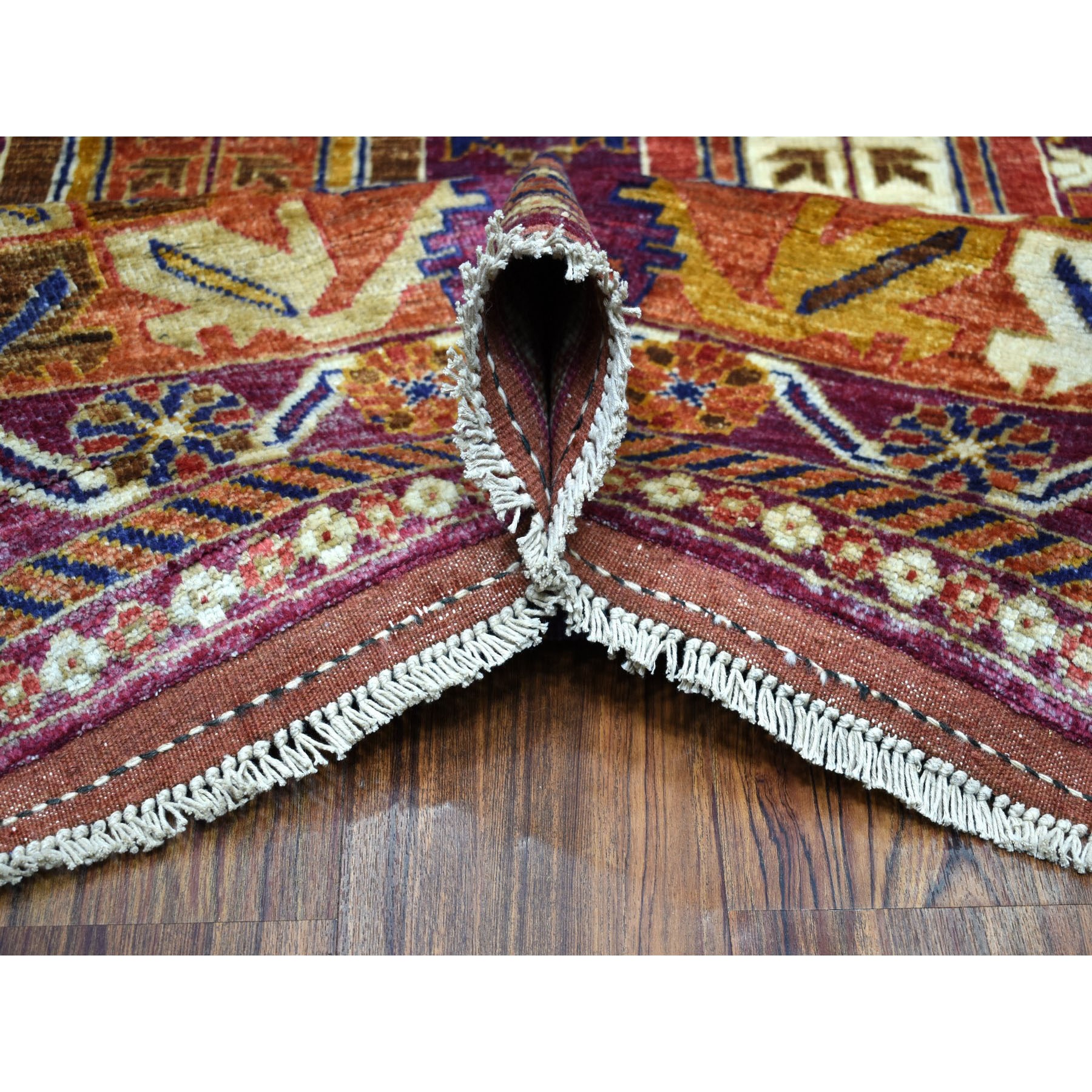 8-1 x9-10  Afghan Ersari Natural Dyes Soft Pile Colorful Geometric Design Hand Knotted 100%Wool Oriental Rug 