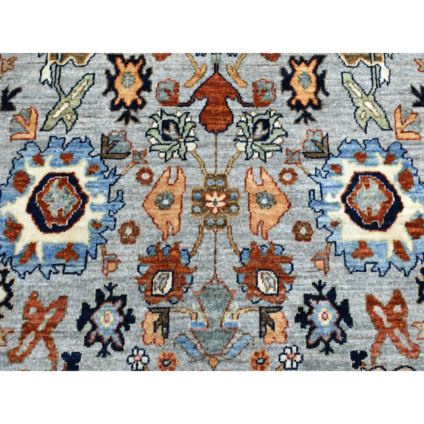 7-10 x10- Gray Peshawar With Oushak Design Colorful Hand Knotted Pure Wool Oriental Rug 