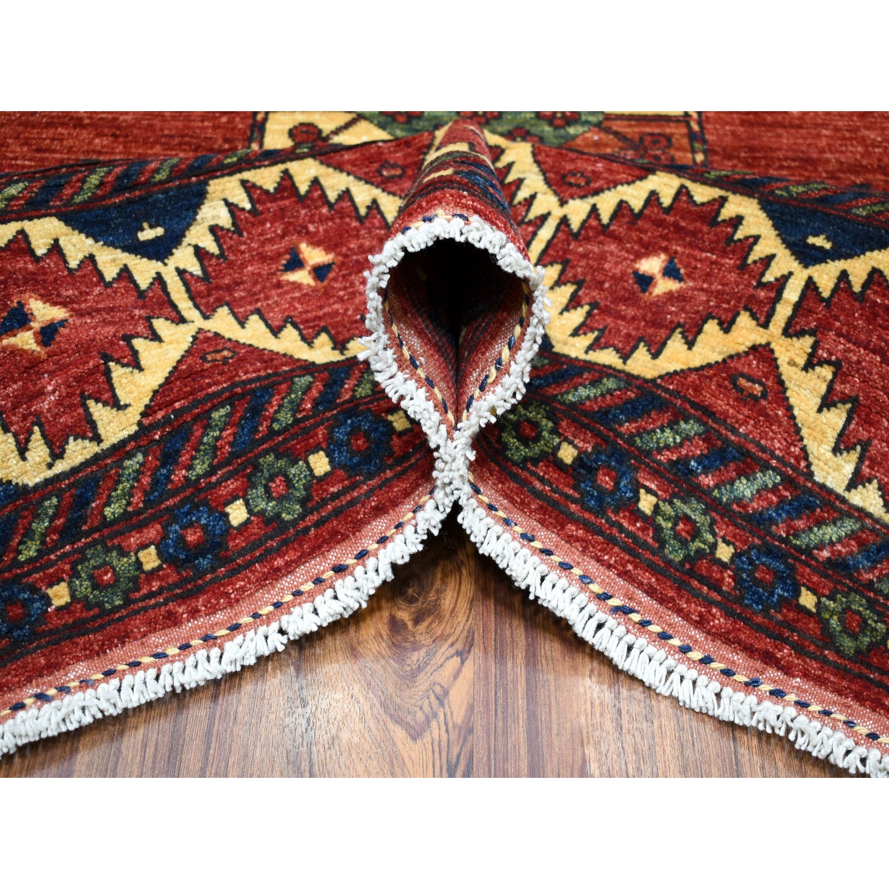 8-1 x10- Afghan Ersari With Elephant Feet Design Vegetable Dyes Pure Wool Hand Knotted Oriental Rug 