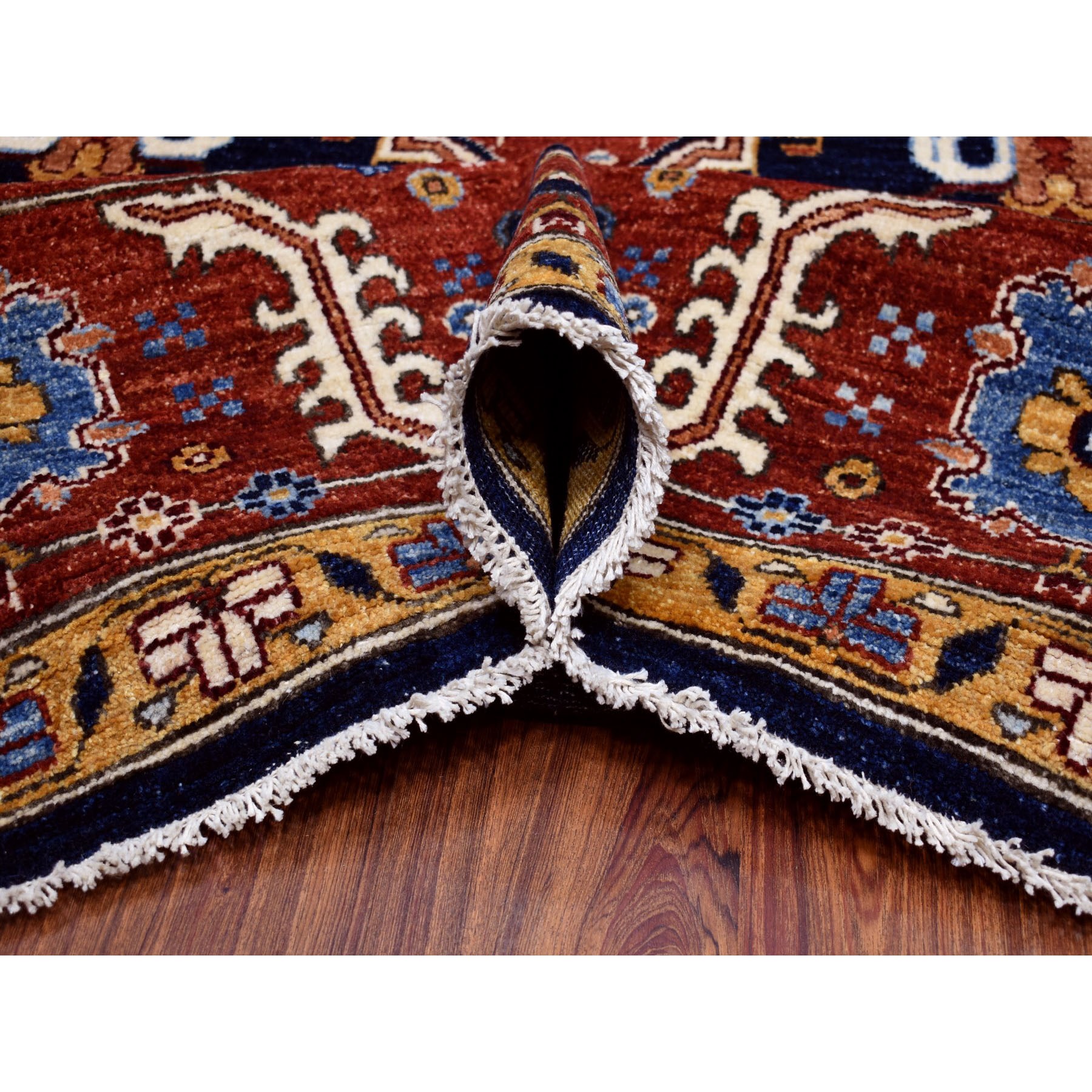 9-x11-9  Blue Peshawar With Heriz Design Hand Knotted Pure Wool Oriental Rug 