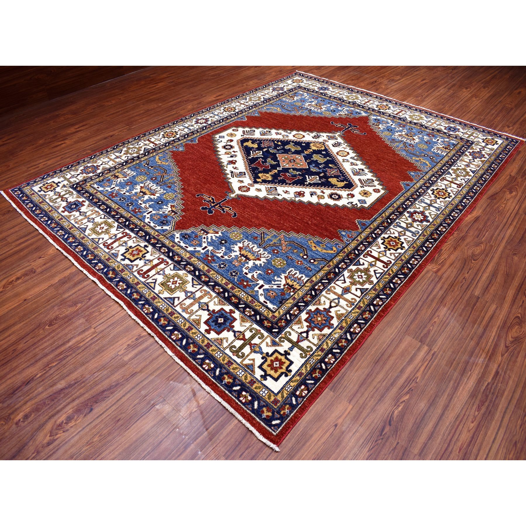 8-1 x10-8  Red Peshawar With Serapi Heriz Design Natural Dyes Hand Knotted Pure Wool Oriental Rug 