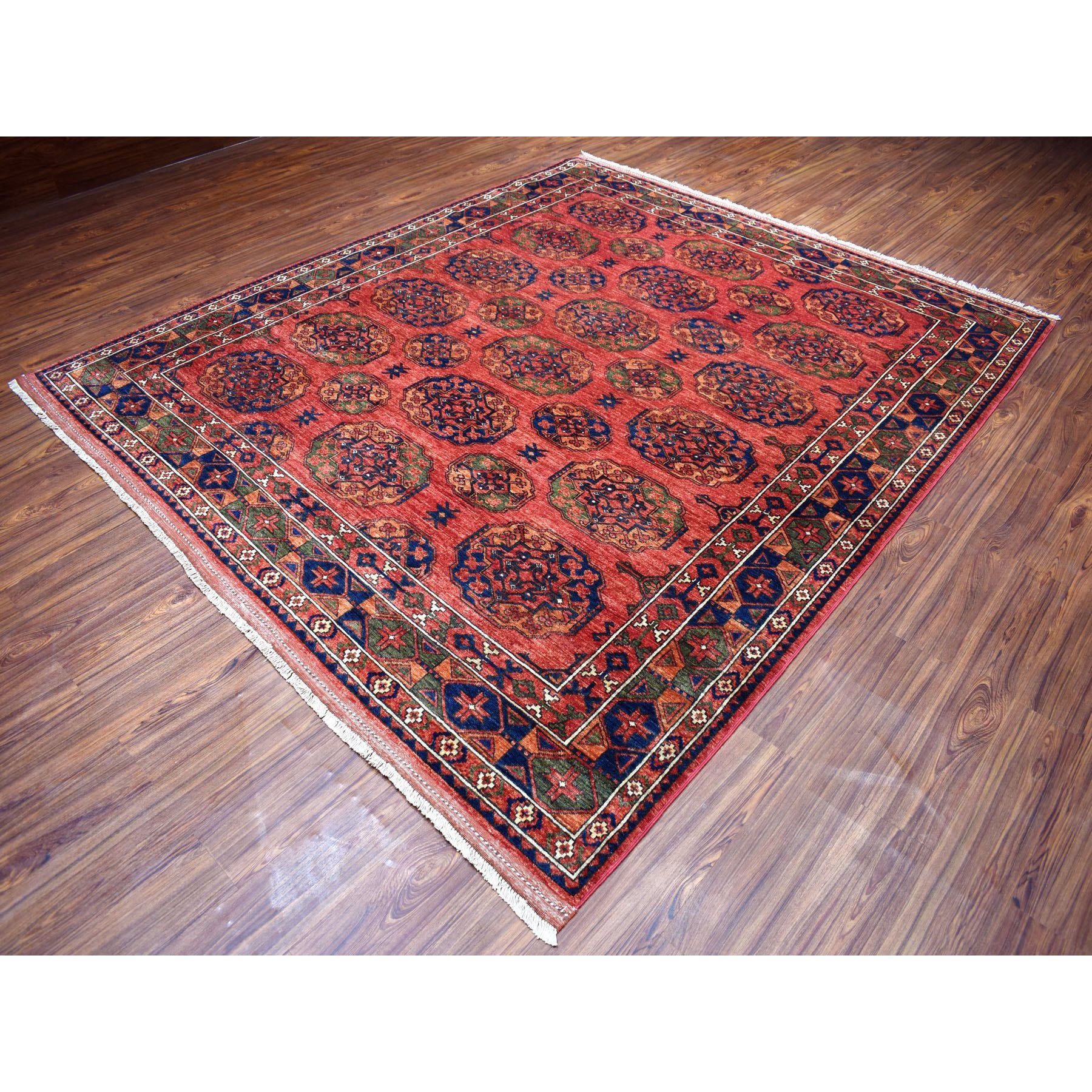 8-2 x9-4  Afghan Ersari Elephant Feet Design Soft Pile Natural Dyes Hand Knotted Pure Wool Oriental Rug 