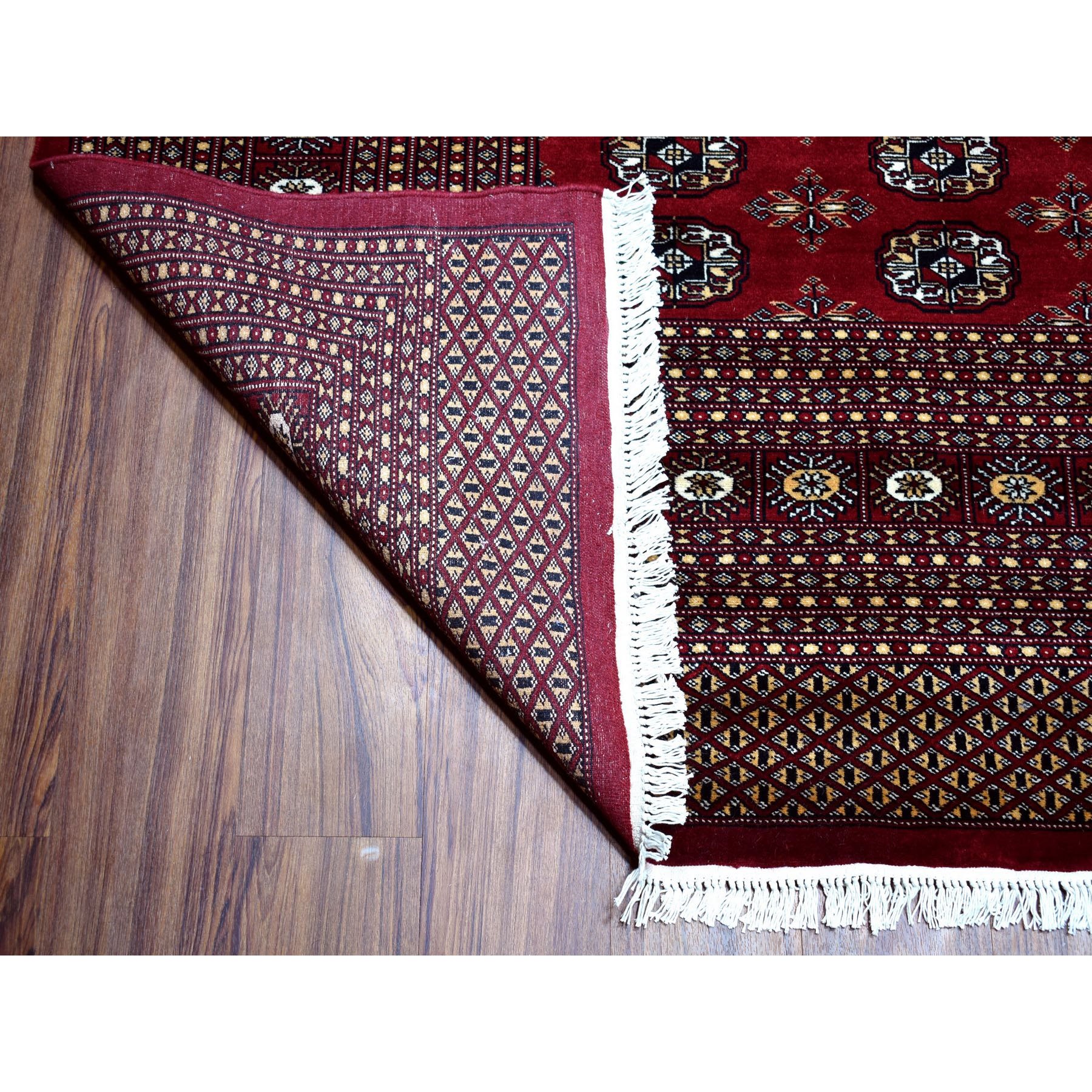 9-x12-3  Red Super Fine Mori Bokara Elephant Feet Design Hand-Knotted Oriental Rug 